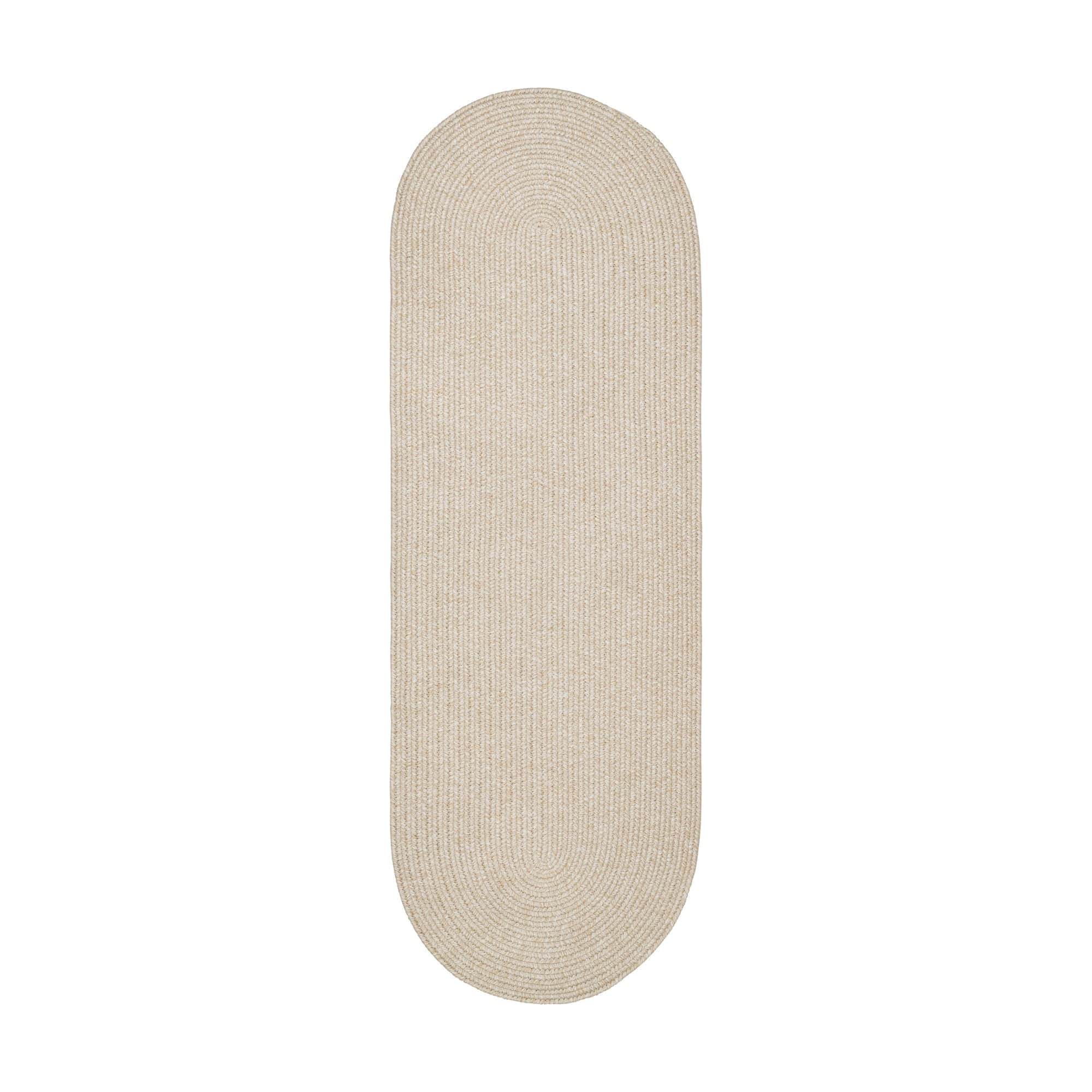 Muted Yellow, Sand Braided Indoor Outdoor Polypropylene Rug 2' X 4' #shape_Runner