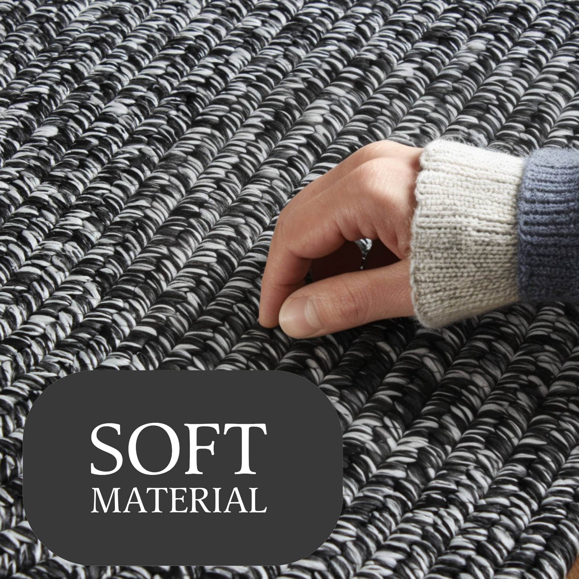 Black, White Braided Indoor Outdoor Polypropylene Rug 2' X 3'