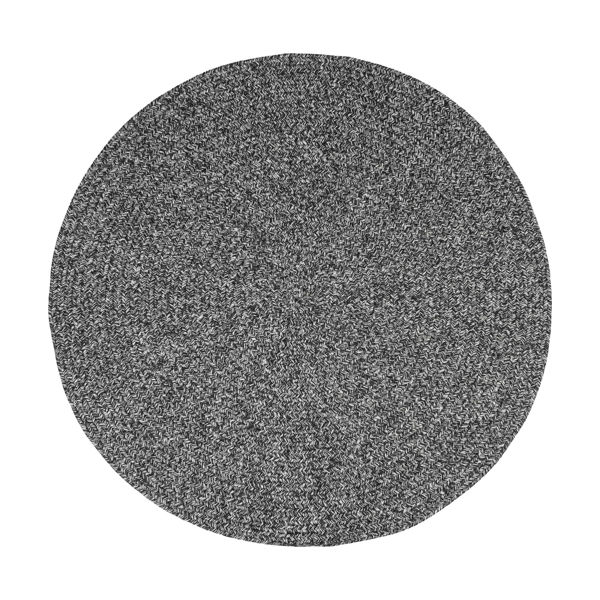 Black, White Braided Indoor Outdoor Polypropylene Rug 4' #shape_Round