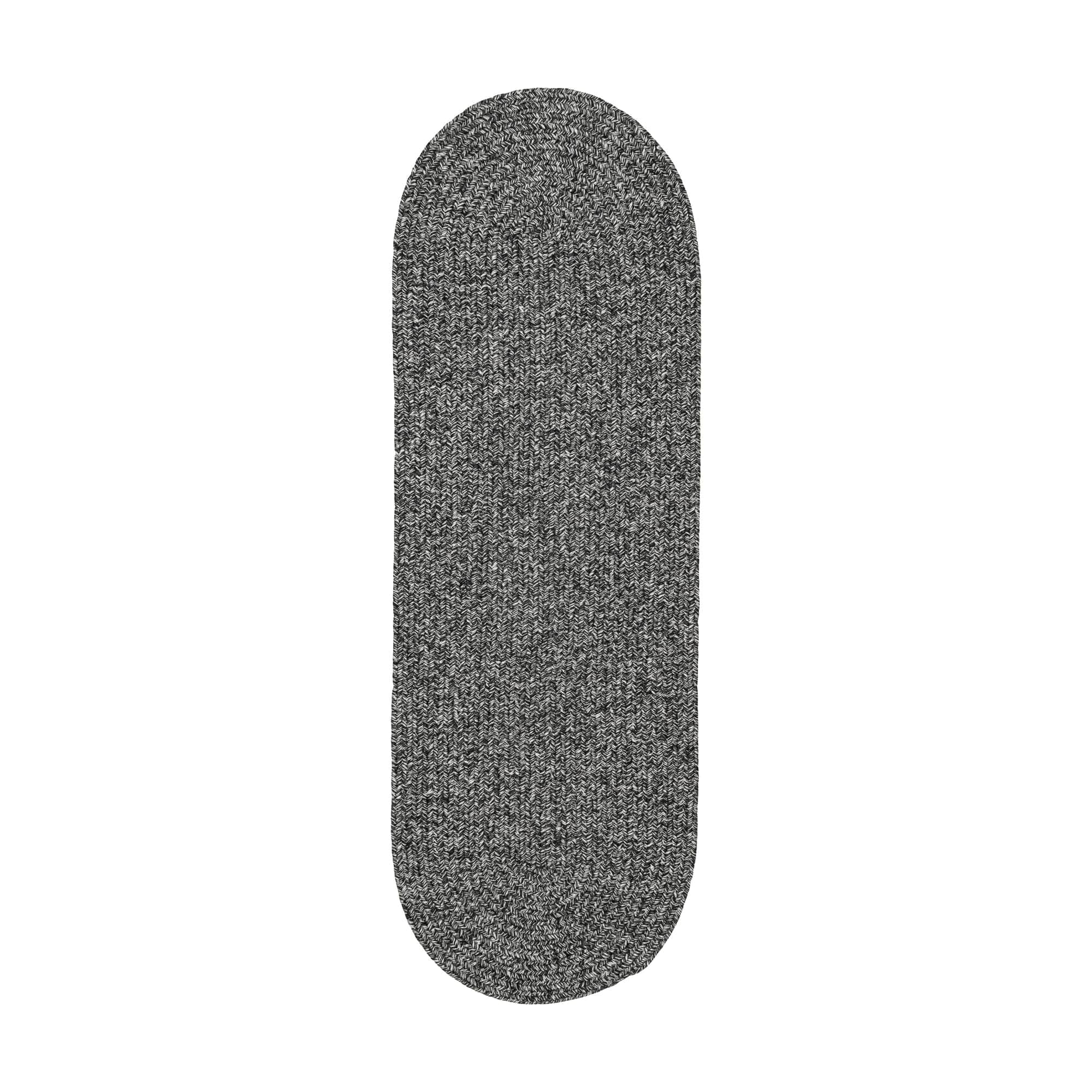 Black, White Braided Indoor Outdoor Polypropylene Rug 2' X 4' #shape_Runner