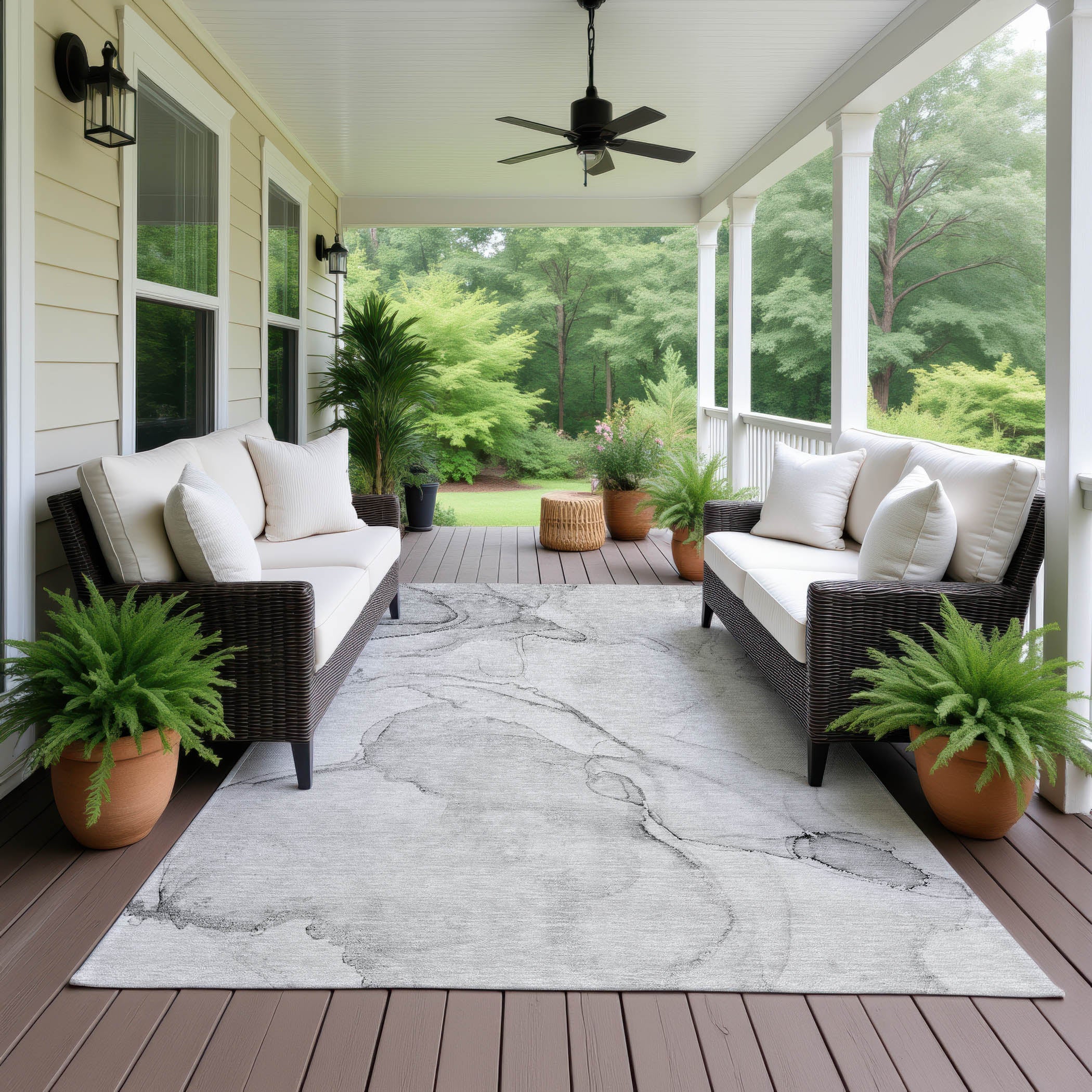 Luxury Washable Indoor/Outdoor Transitional OY13 Gray Rug 2'6" x 3'10" #shape_Rectangle
