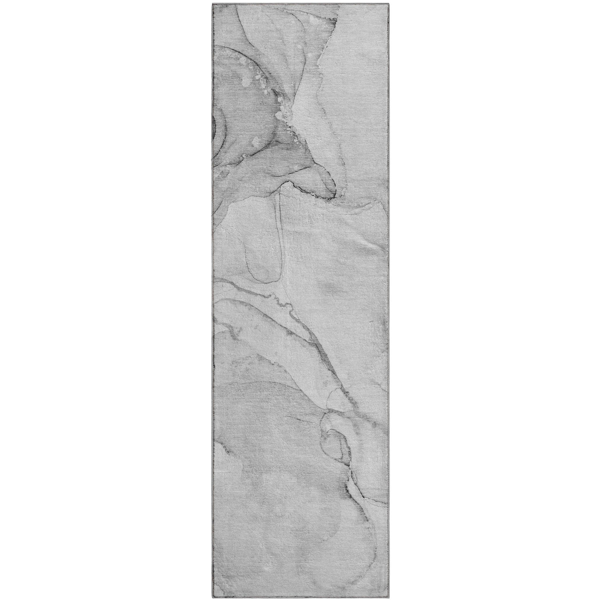 Luxury Washable Indoor/Outdoor Transitional OY13 Gray Rug 2'3" x 7'6" #shape_Runner