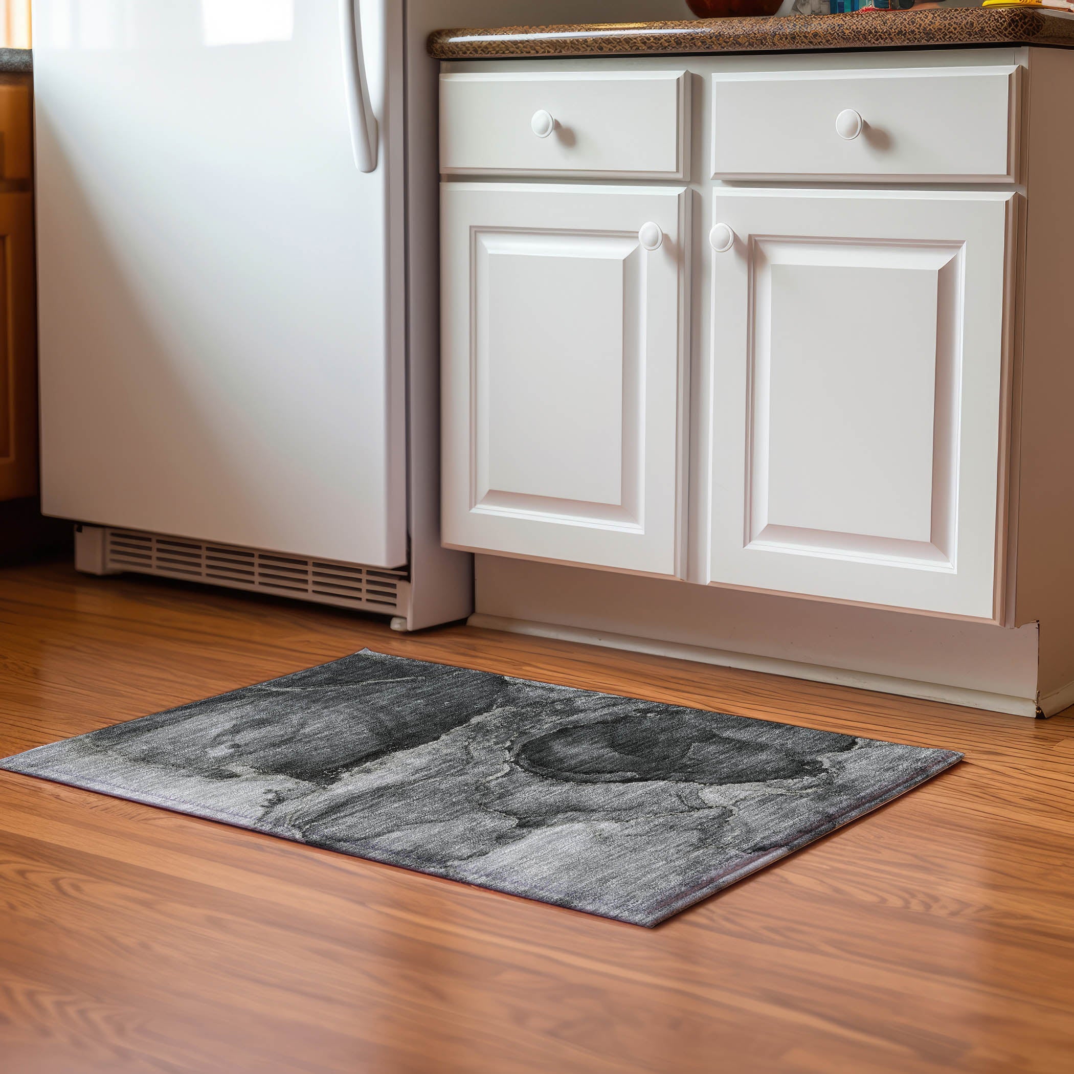 Luxury Washable Indoor/Outdoor Transitional OY14 Charcoal Gray Rug 1'8" x 2'6" #shape_Rectangle