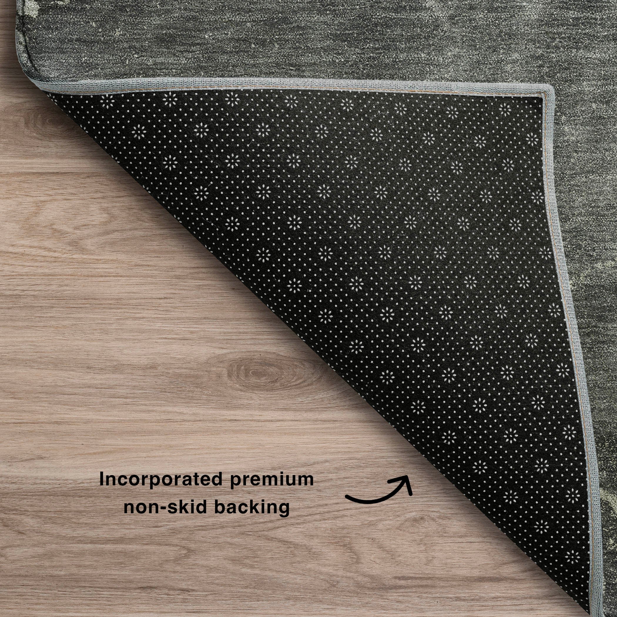 Luxury Washable Indoor/Outdoor Transitional OY14 Charcoal Gray Rug 1'8" x 2'6" #shape_Rectangle