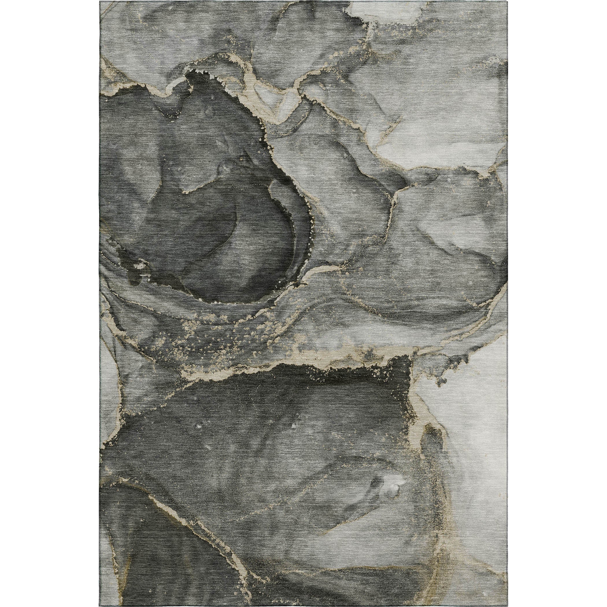 Luxury Washable Indoor/Outdoor Transitional OY14 Charcoal Gray Rug 2'6" x 3'10" #shape_Rectangle