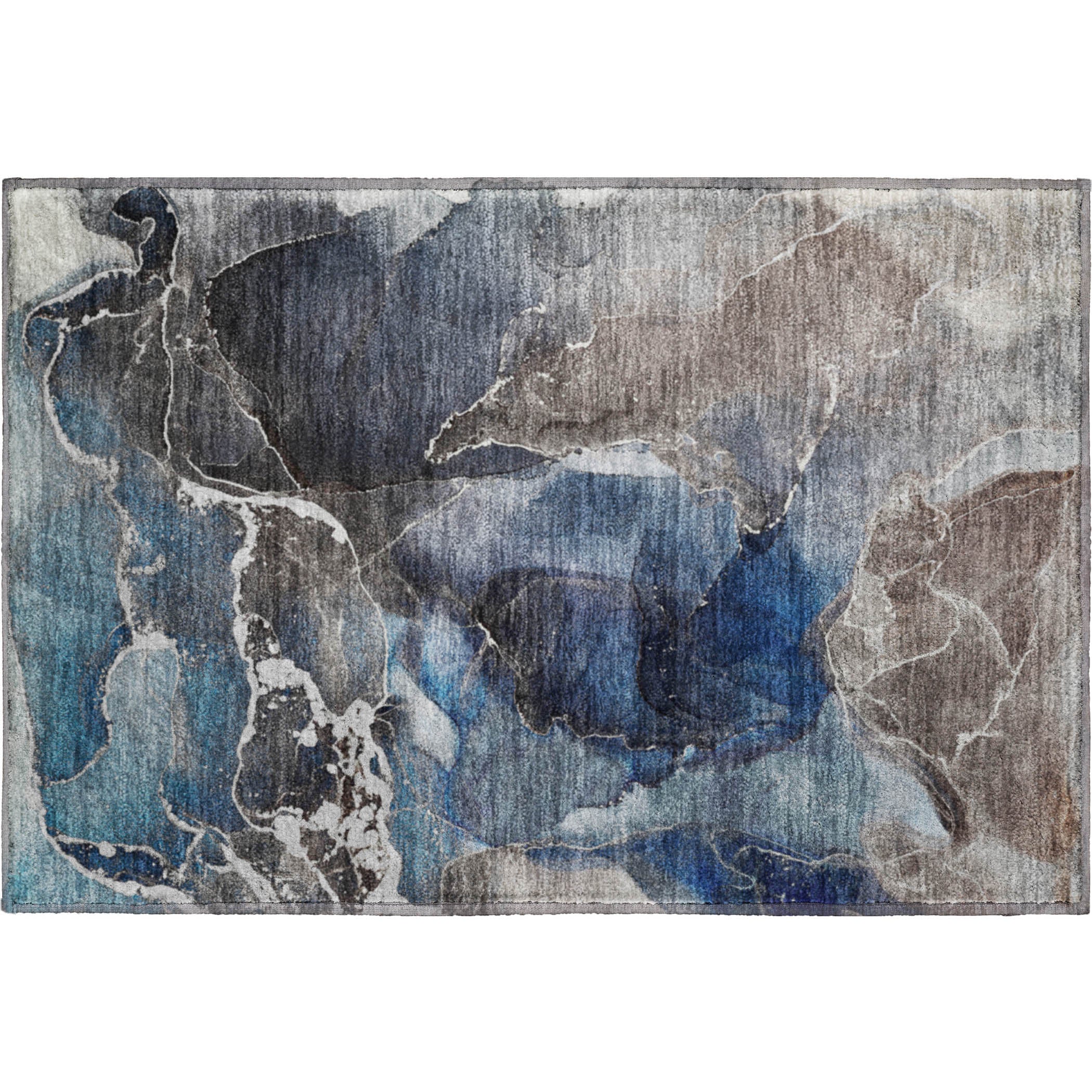 Luxury Washable Indoor/Outdoor Transitional OY3 Blue Rug 1'8" x 2'6" #shape_Rectangle