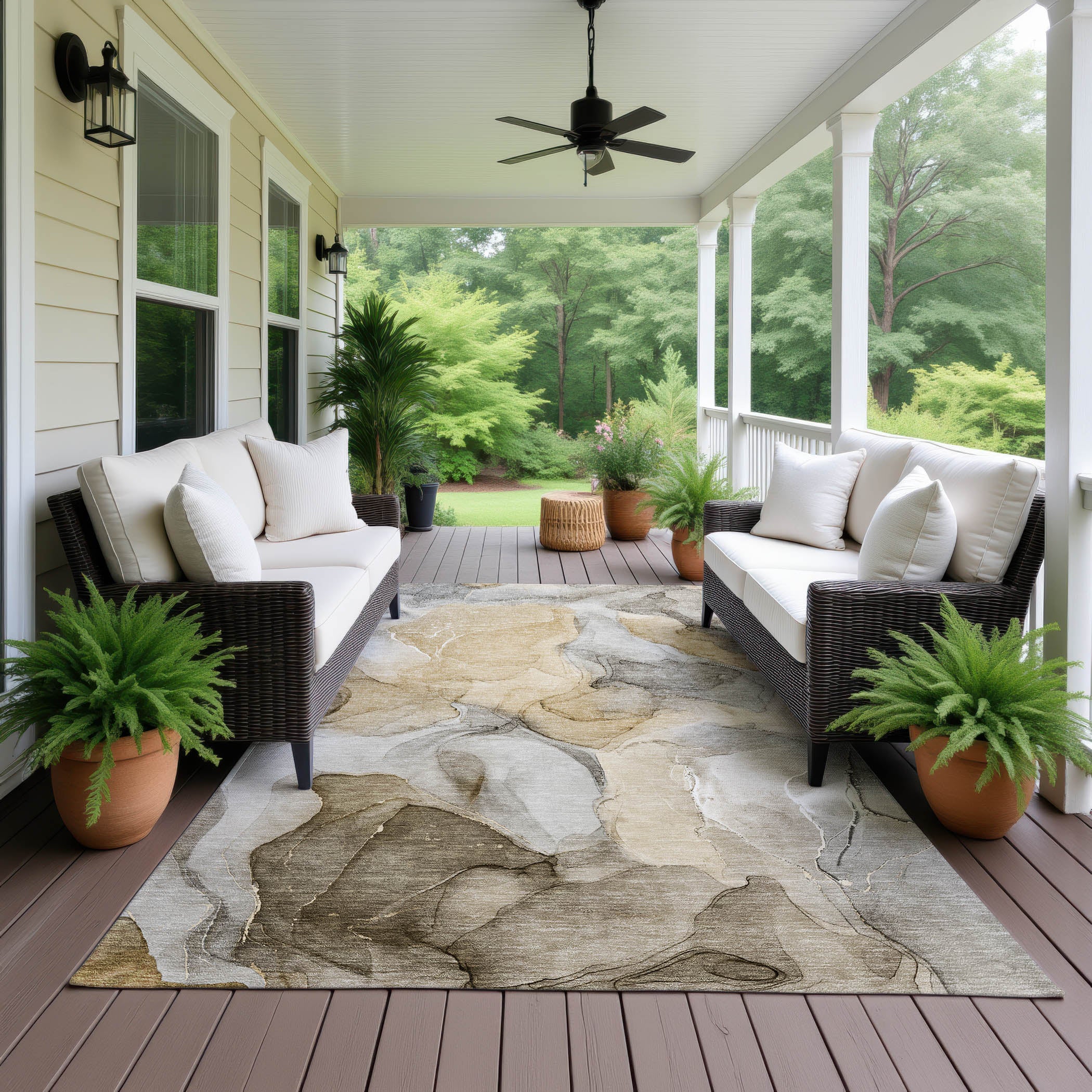 Luxury Washable Indoor/Outdoor Transitional OY4 Taupe Brown Rug 2'6" x 3'10" #shape_Rectangle