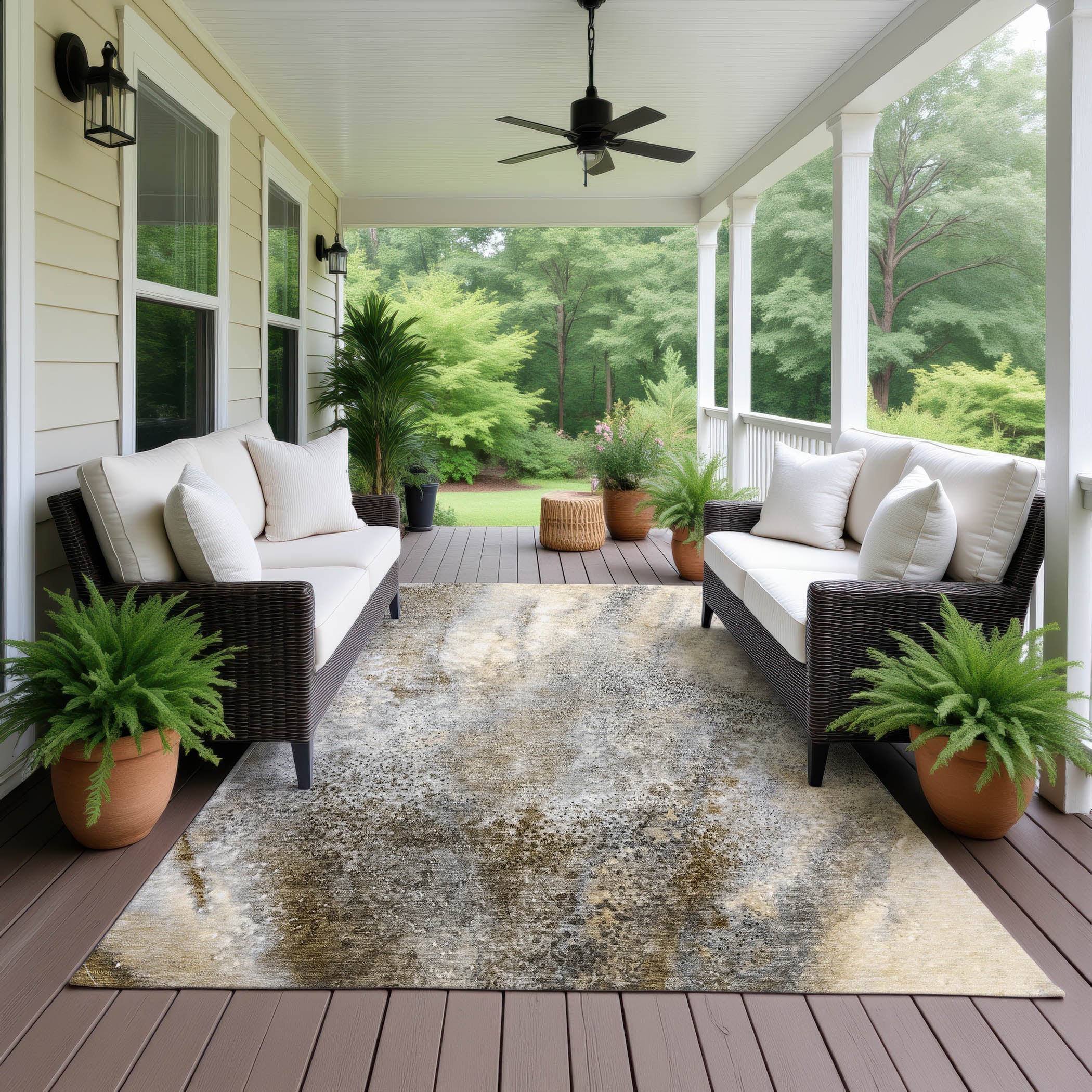 Luxury Washable Indoor/Outdoor Transitional OY5 Taupe Brown Rug 2'6" x 3'10" #shape_Rectangle