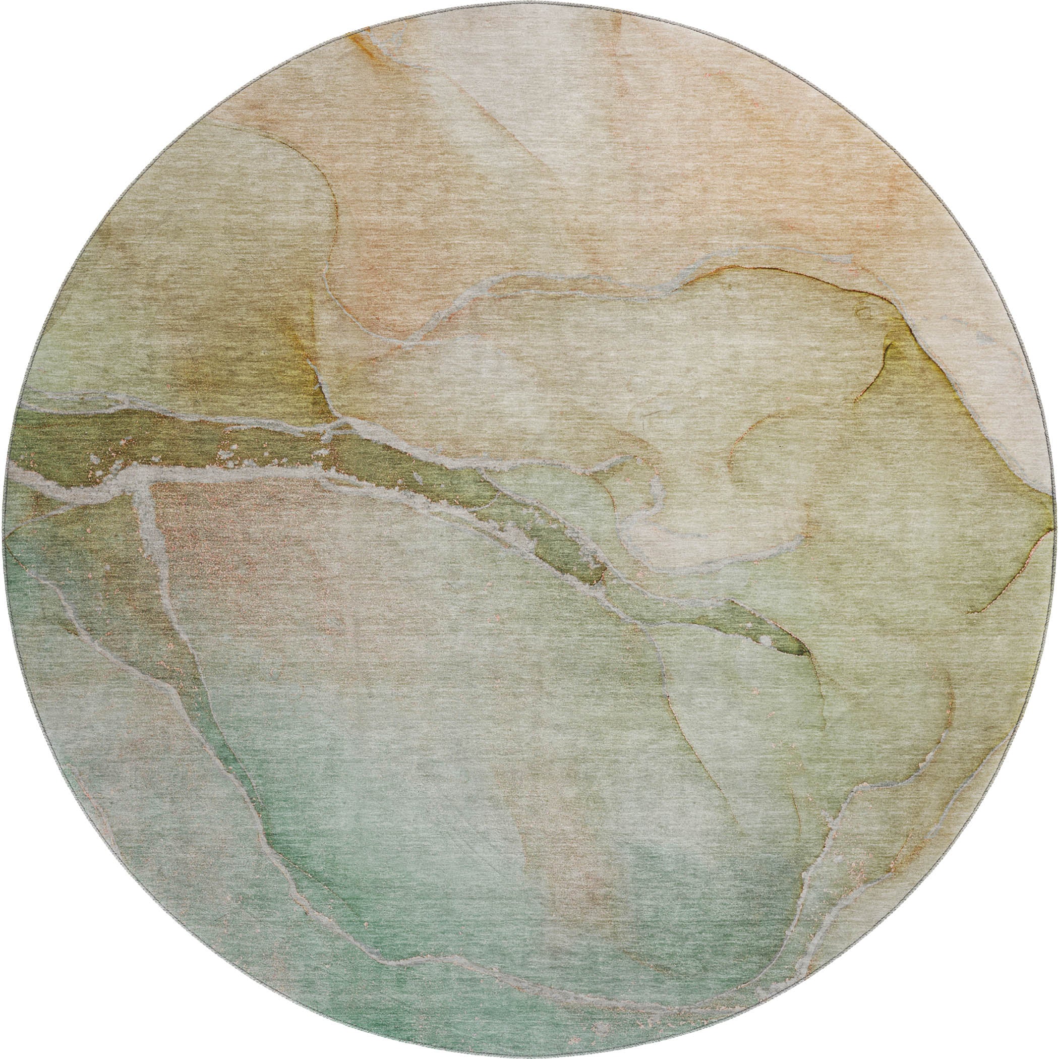 Luxury Washable Indoor/Outdoor Transitional OY6 Taupe Brown Rug 8' x 8' #shape_Round