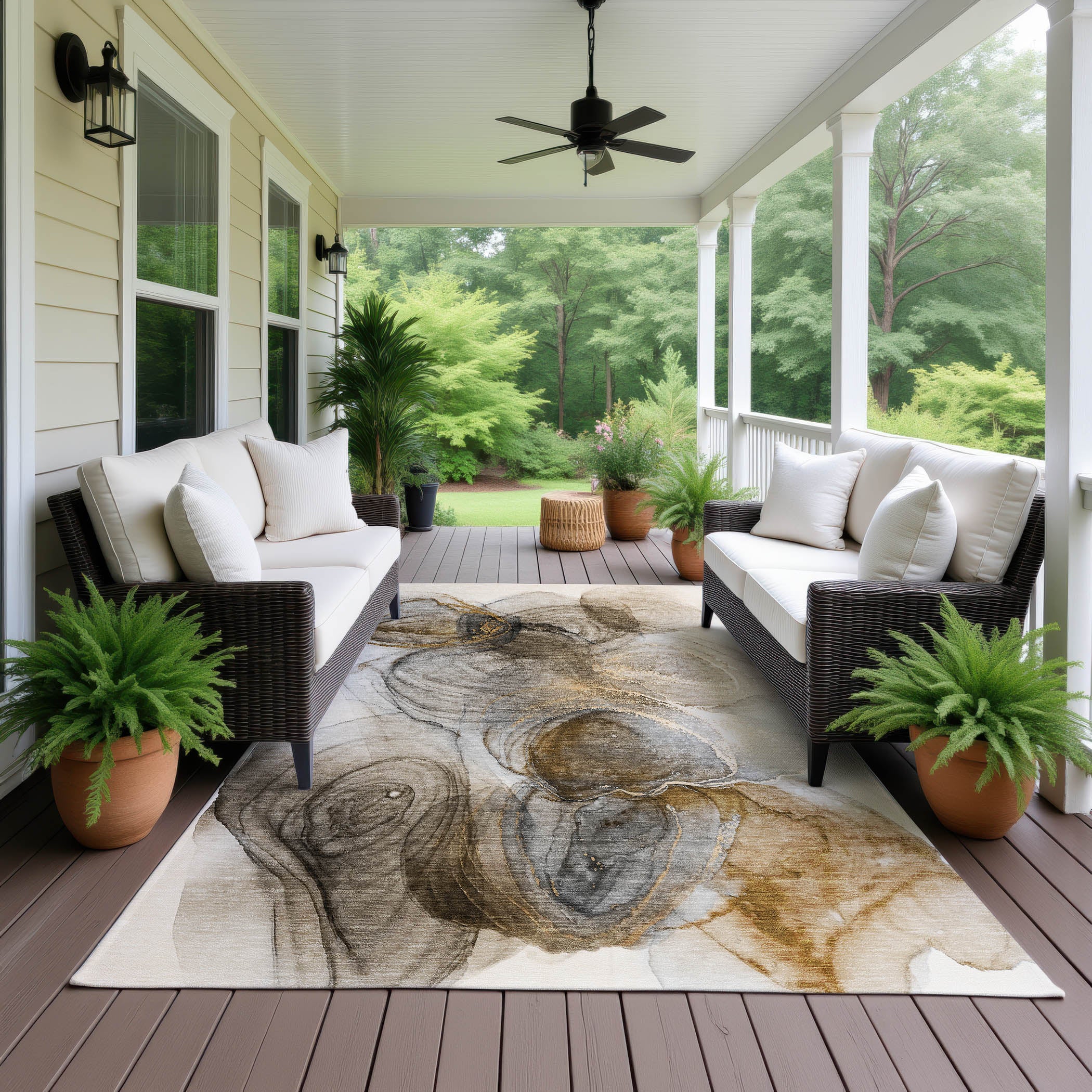 Luxury Washable Indoor/Outdoor Transitional OY9 Beige Brown Rug 2'6" x 3'10" #shape_Rectangle