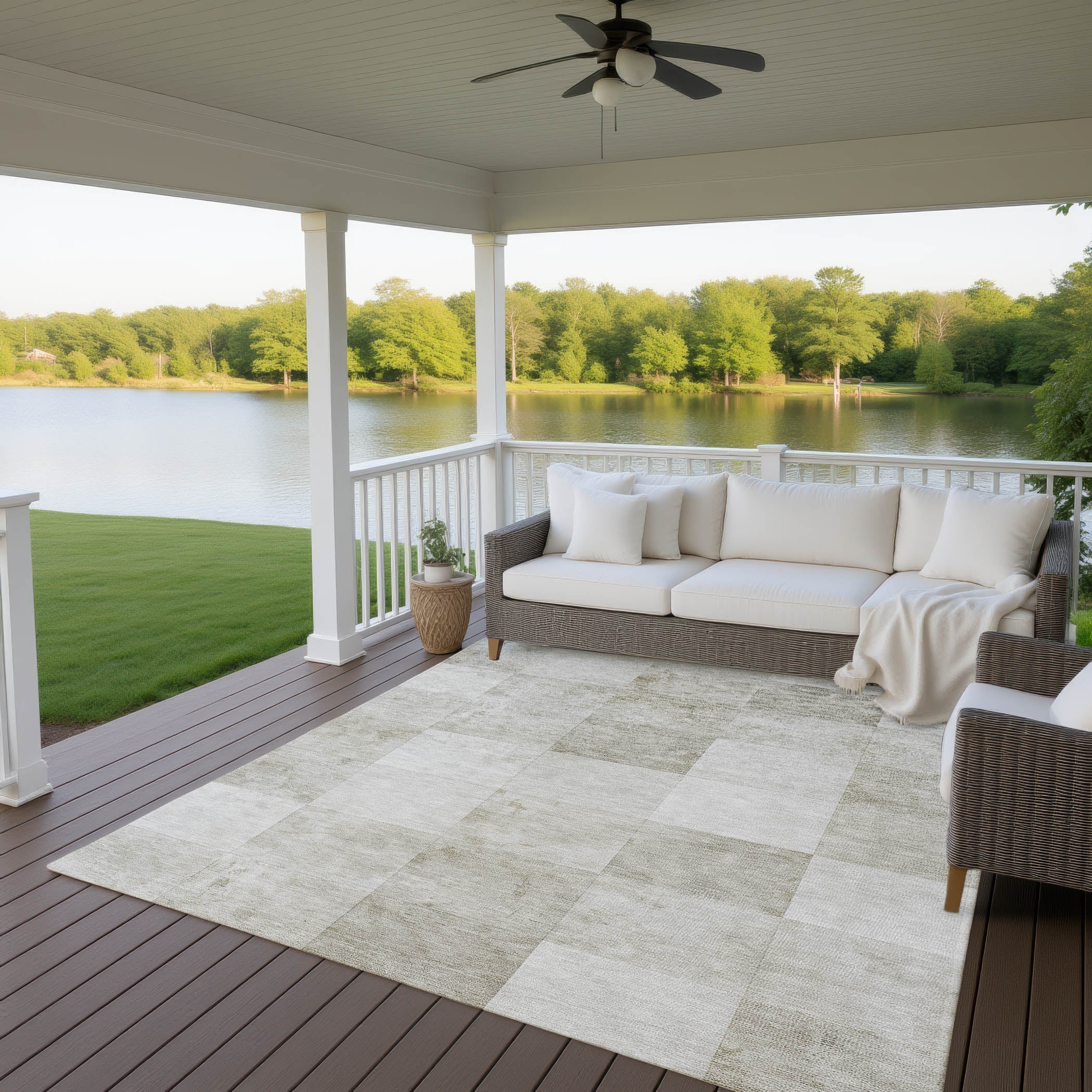 Luxury Machine Washable Indoor/Outdoor Transitional PA10 Beige Brown Rug 2'6" x 3'10" #shape_Rectangle
