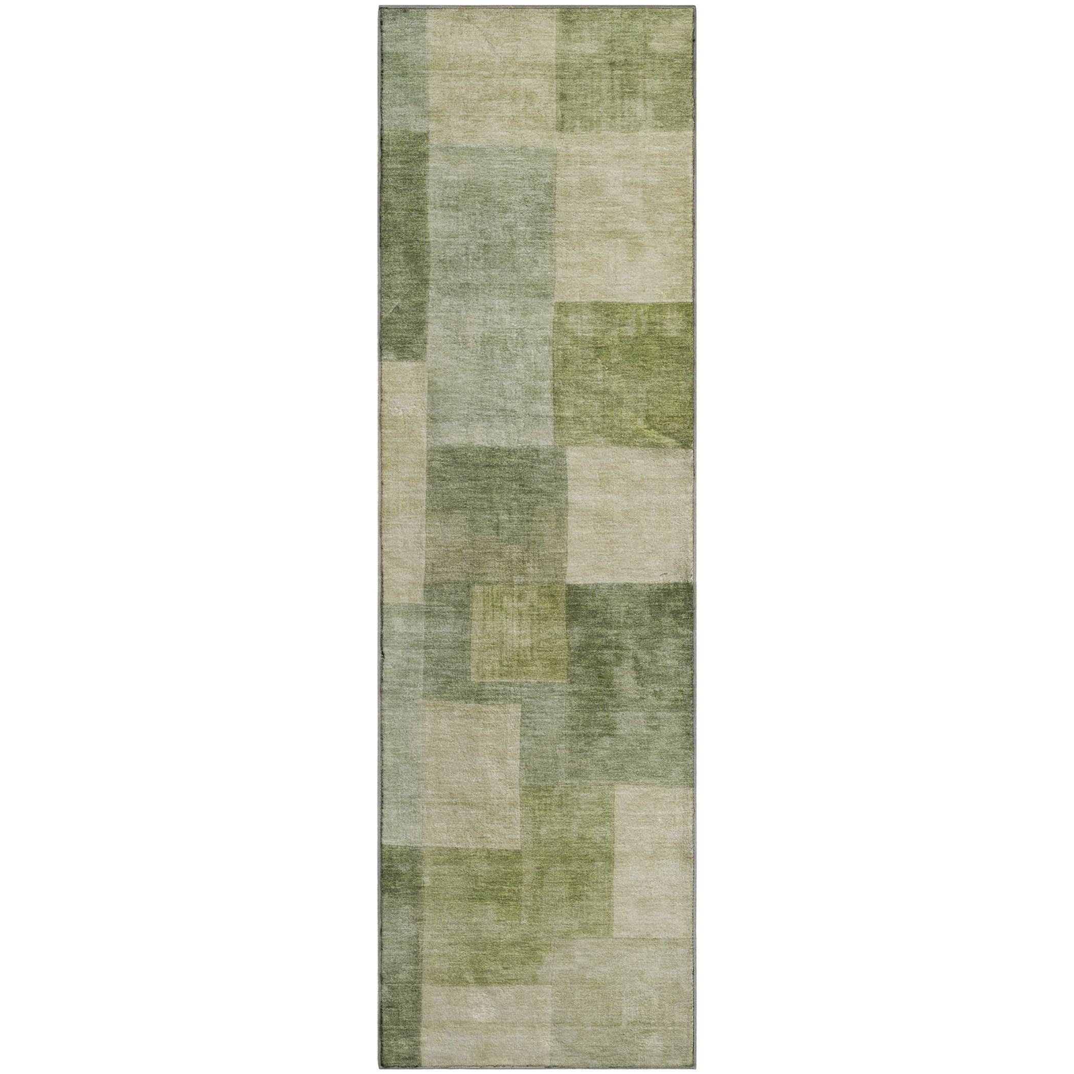 Luxury Machine Washable Indoor/Outdoor Transitional PA12 Aloe Green Rug 2'3" x 7'6" #shape_Runner