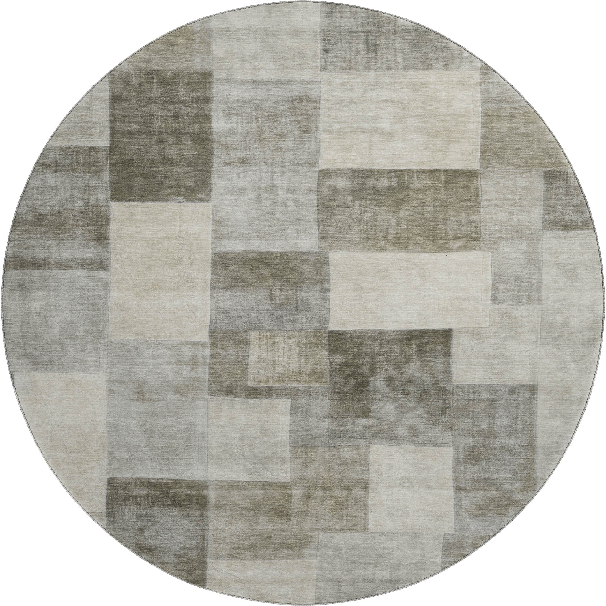 Luxury Machine Washable Indoor/Outdoor Transitional PA12 Taupe Brown Rug 8' x 8' #shape_Round