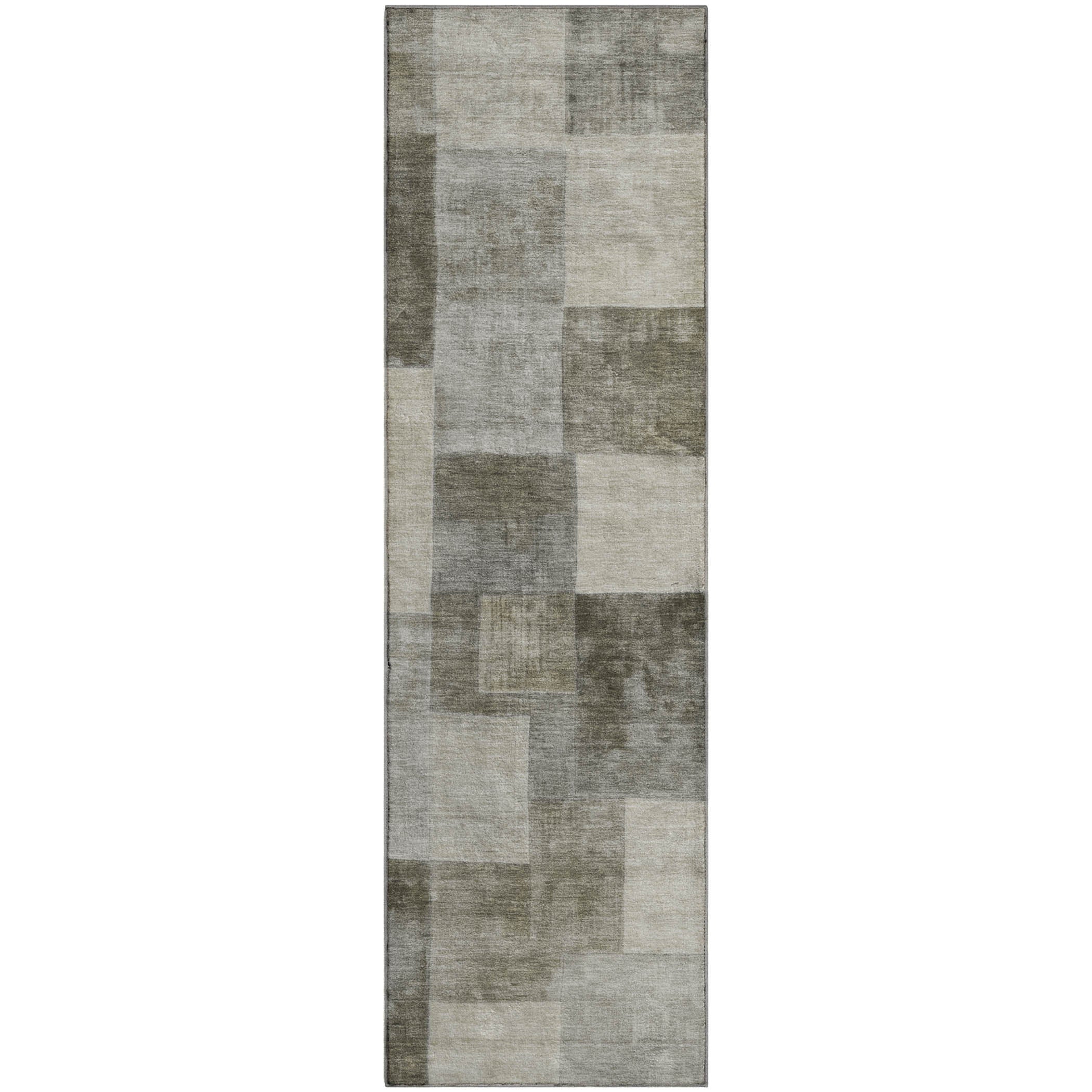 Luxury Machine Washable Indoor/Outdoor Transitional PA12 Taupe Brown Rug 2'3" x 7'6" #shape_Runner