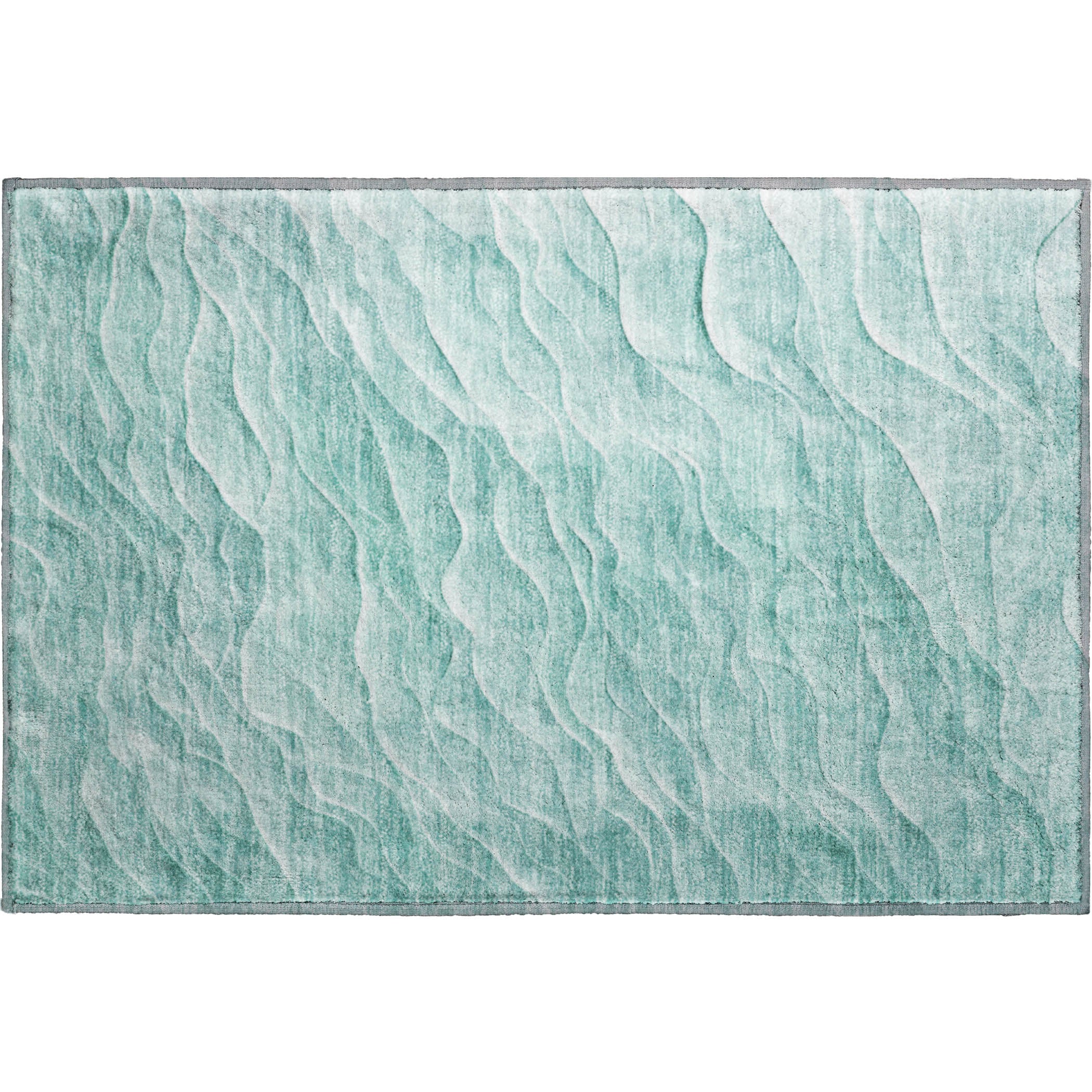 Luxury Machine Washable Indoor/Outdoor Transitional PA1 Aqua Teal Rug 1'8" x 2'6" #shape_Rectangle