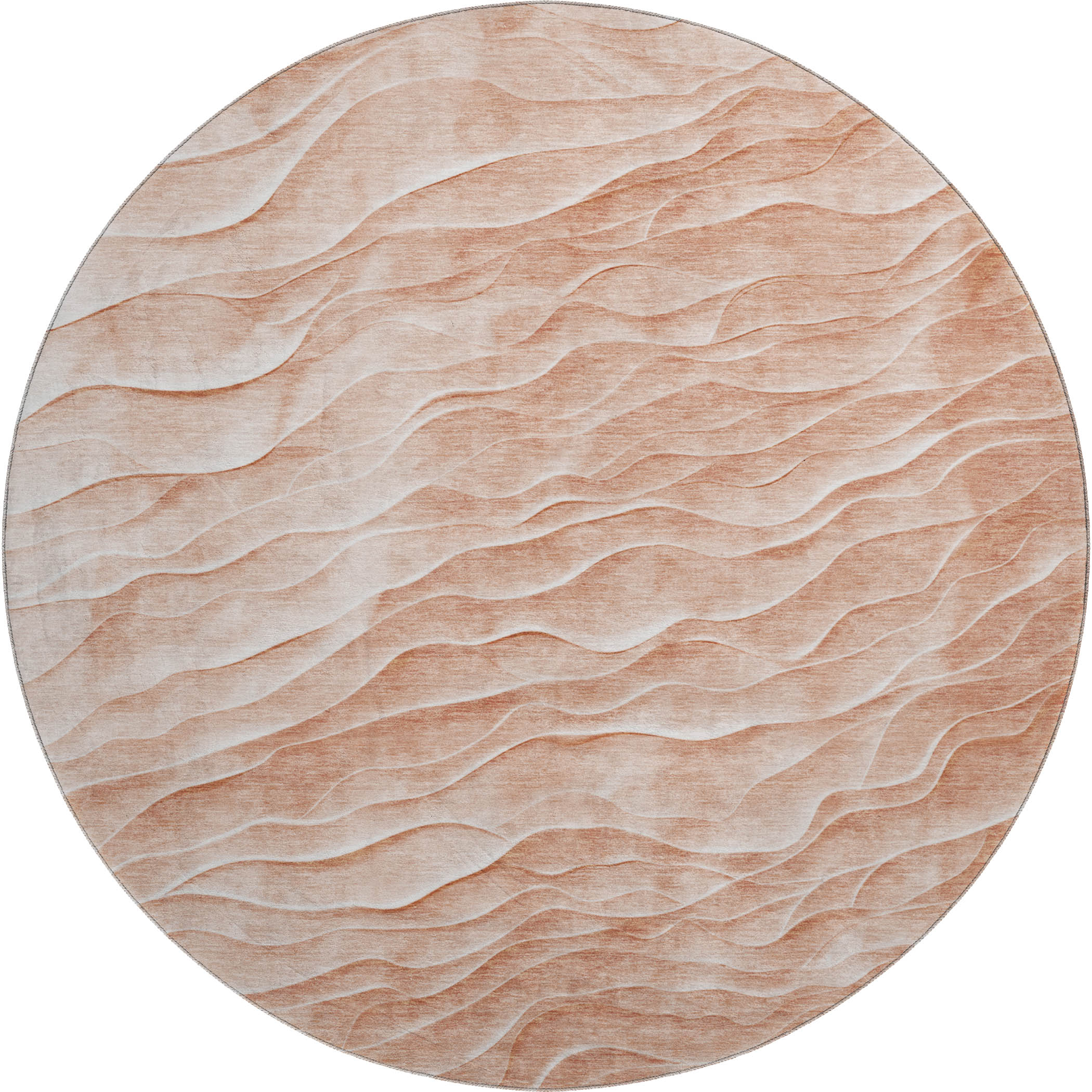 Luxury Machine Washable Indoor/Outdoor Transitional PA1 Coral Orange Rug 8' x 8' #shape_Round