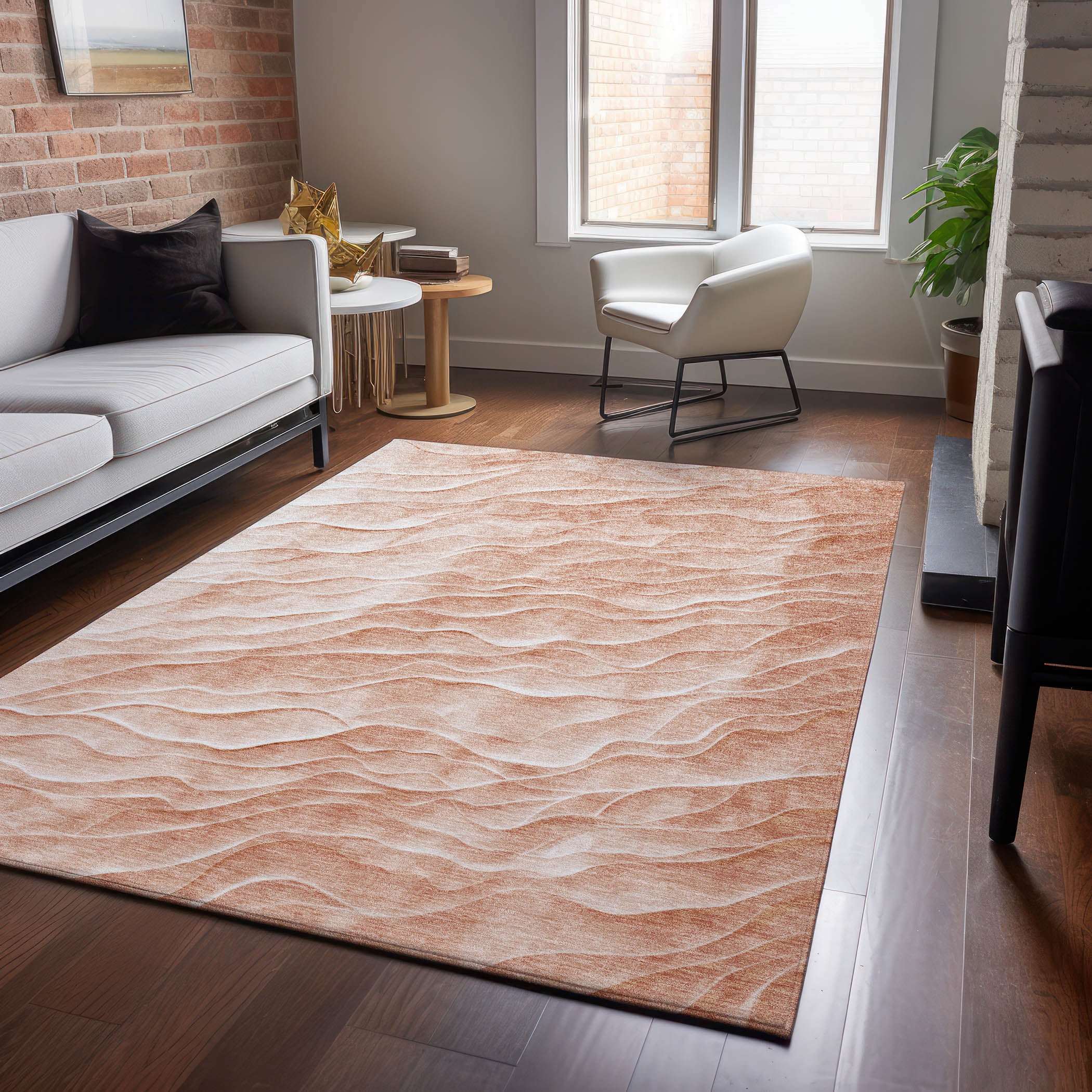 Luxury Machine Washable Indoor/Outdoor Transitional PA1 Coral Orange Rug 2'6" x 3'10" #shape_Rectangle