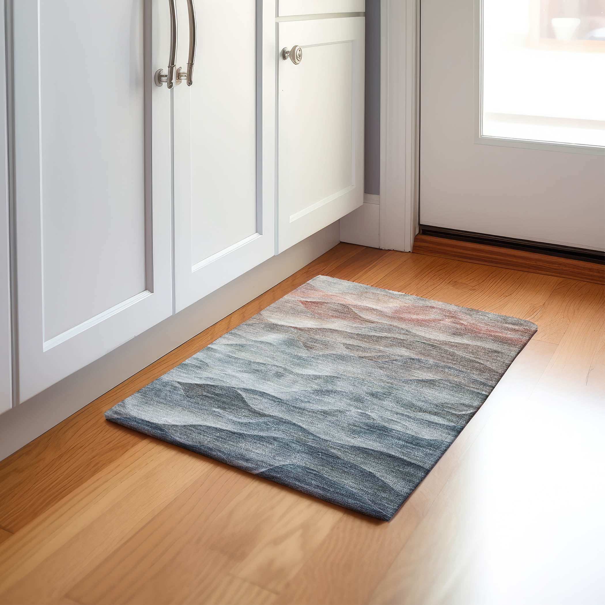 Luxury Machine Washable Indoor/Outdoor Transitional PA2 Teal Rug 1'8" x 2'6" #shape_Rectangle