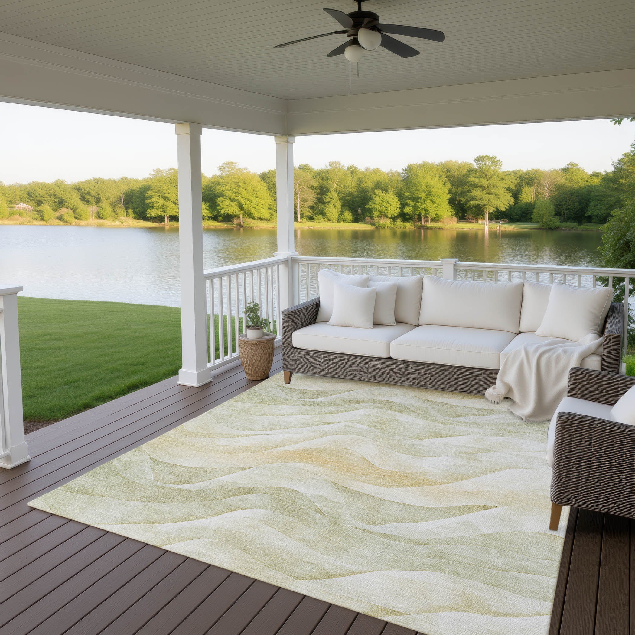 Luxury Machine Washable Indoor/Outdoor Transitional PA3 Aloe Green Rug 2'6" x 3'10" #shape_Rectangle