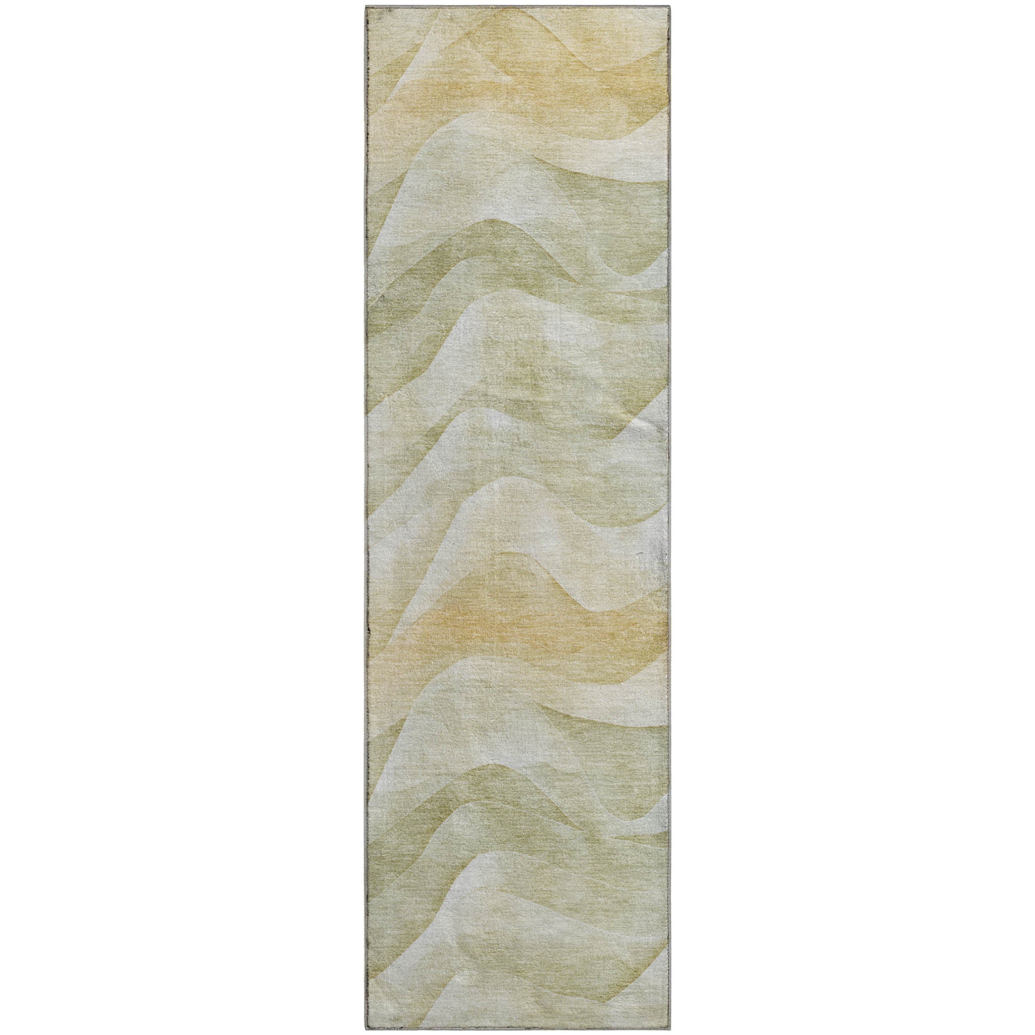 Luxury Machine Washable Indoor/Outdoor Transitional PA3 Aloe Green Rug 2'3" x 7'6" #shape_Runner