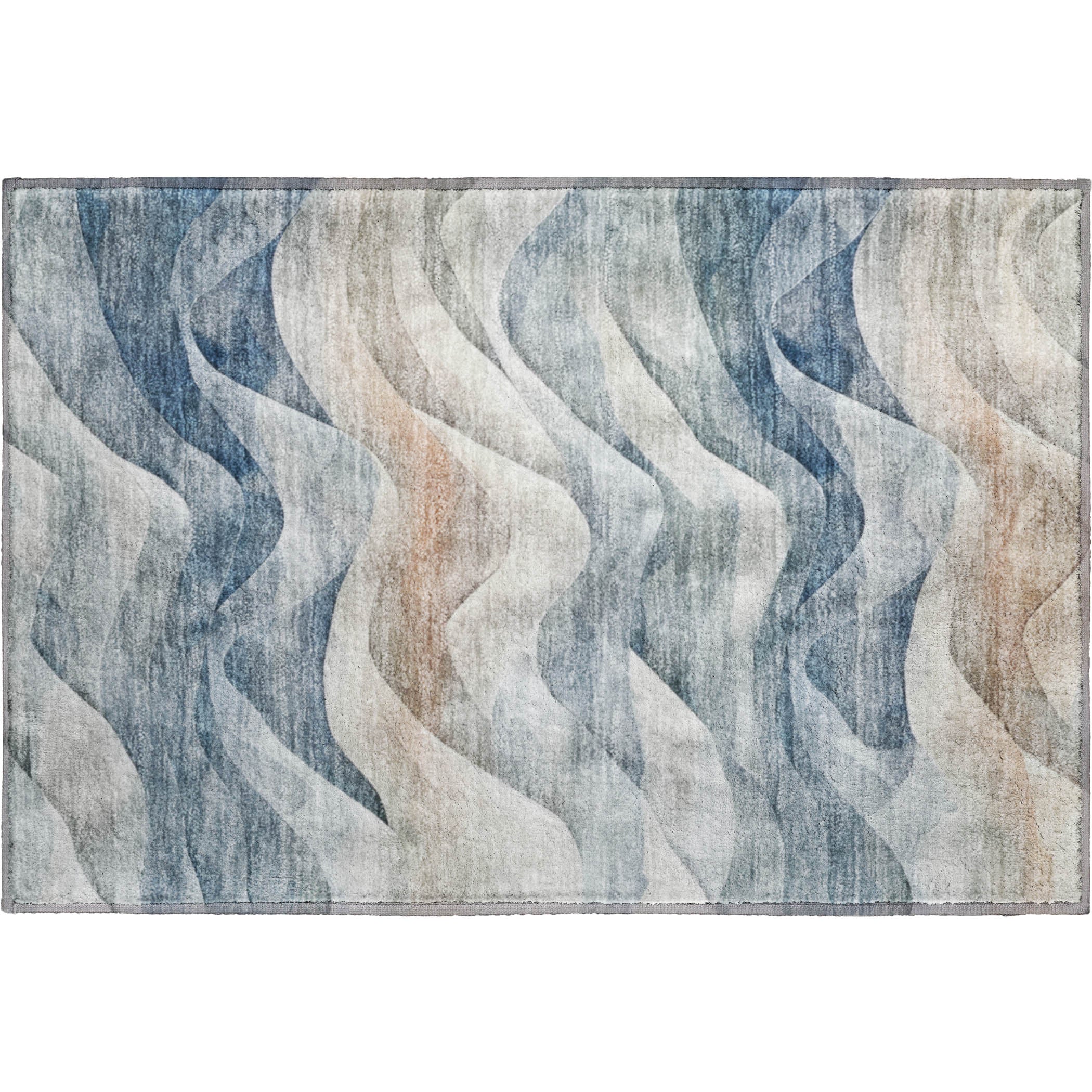 Luxury Machine Washable Indoor/Outdoor Transitional PA3 Blue Rug 1'8" x 2'6" #shape_Rectangle