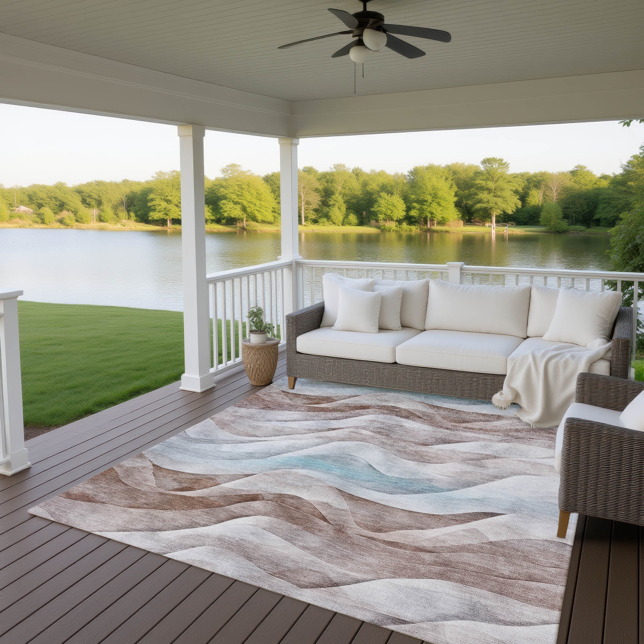 Luxury Machine Washable Indoor/Outdoor Transitional PA3 Mocha Brown Rug 2'6" x 3'10" #shape_Rectangle