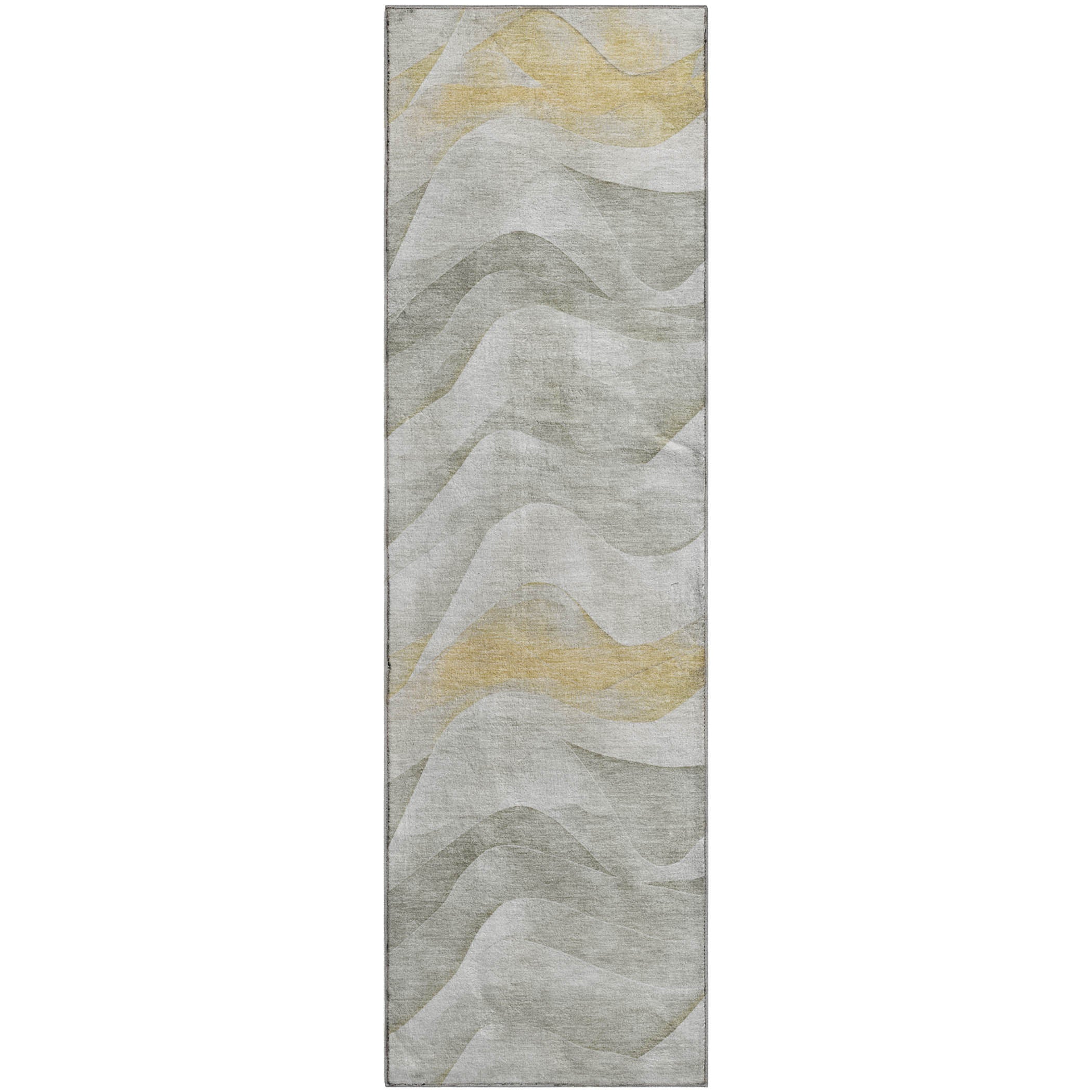 Luxury Machine Washable Indoor/Outdoor Transitional PA3 Silver Gray Rug 2'3" x 7'6" #shape_Runner