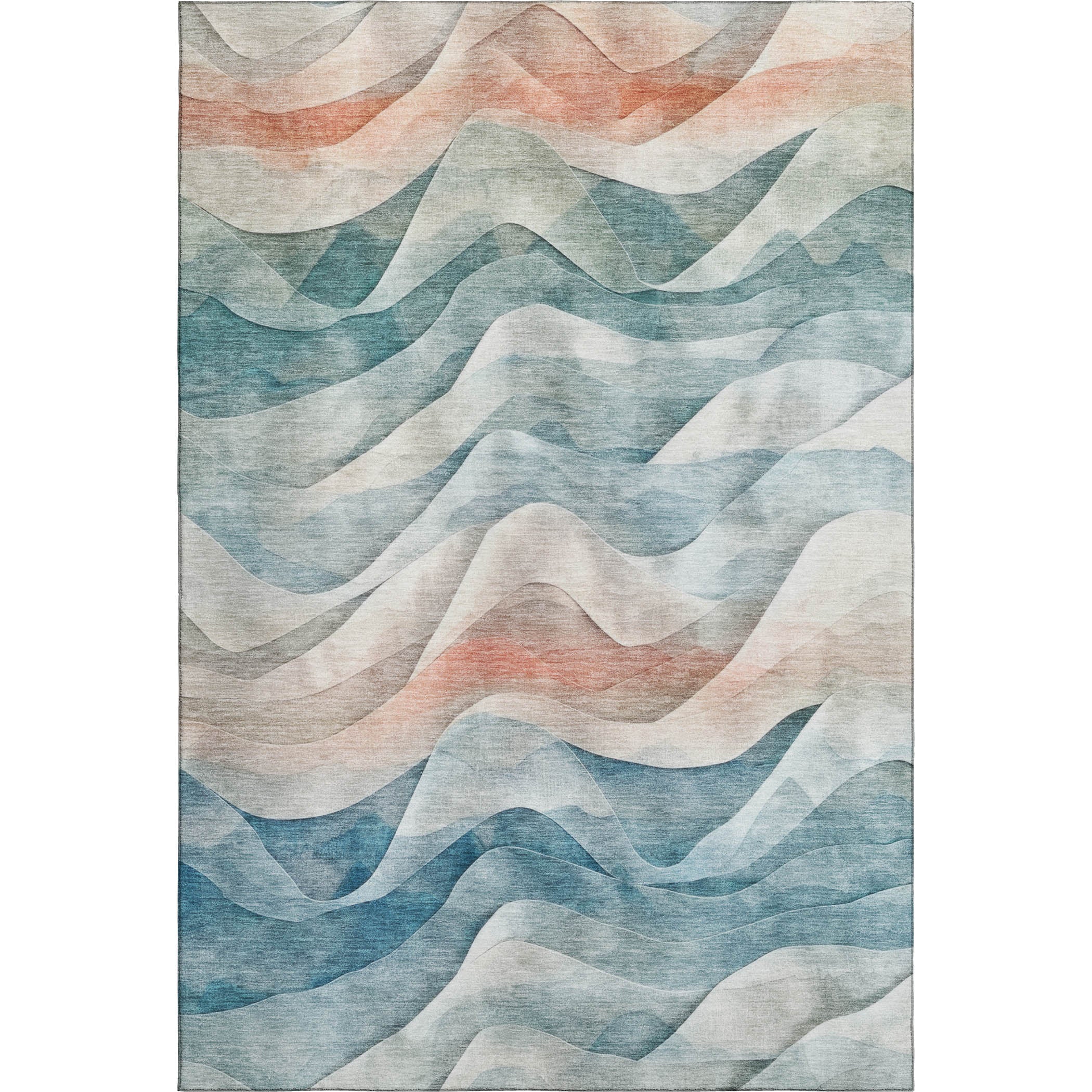 Luxury Machine Washable Indoor/Outdoor Transitional PA3 Teal Rug 2'6" x 3'10" #shape_Rectangle