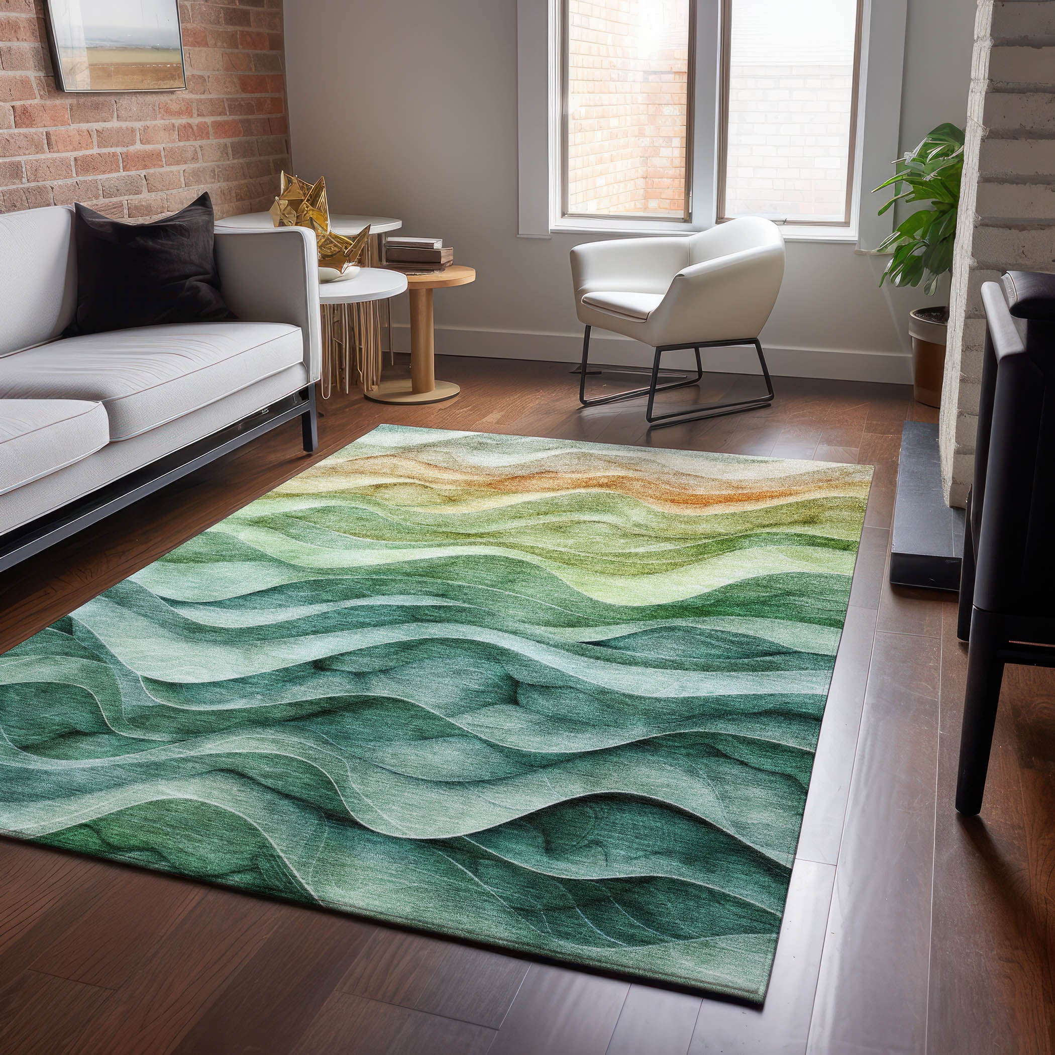 Luxury Machine Washable Indoor/Outdoor Transitional PA4 Teal Rug 2'6" x 3'10" #shape_Rectangle