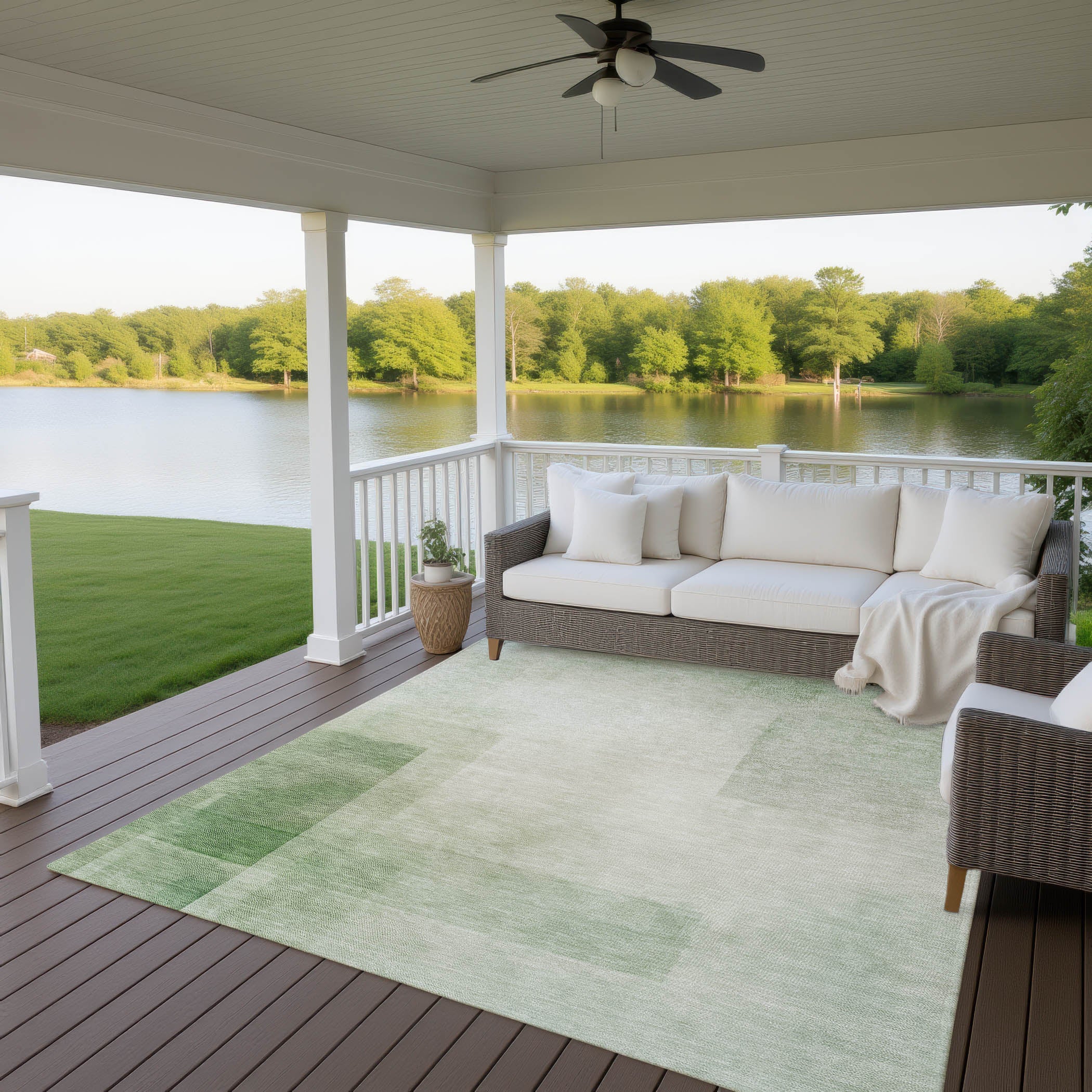 Luxury Machine Washable Indoor/Outdoor Transitional PA5 Aloe Green Rug 2'6" x 3'10" #shape_Rectangle