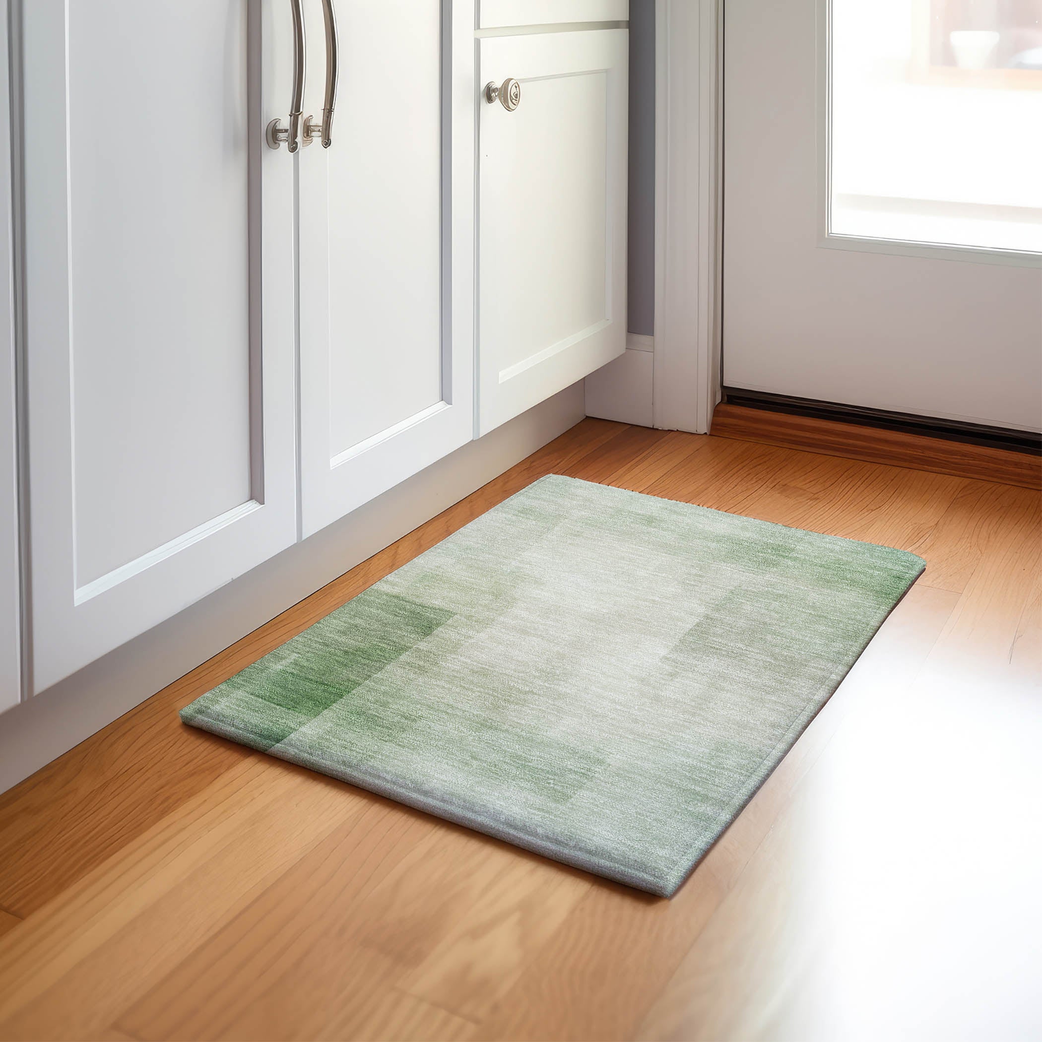 Luxury Machine Washable Indoor/Outdoor Transitional PA5 Aloe Green Rug 1'8" x 2'6" #shape_Rectangle