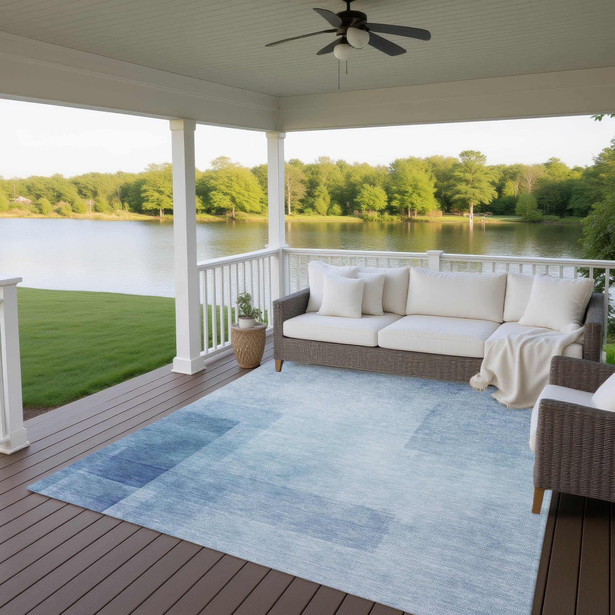 Luxury Machine Washable Indoor/Outdoor Transitional PA5 Blue Rug 2'6" x 3'10" #shape_Rectangle
