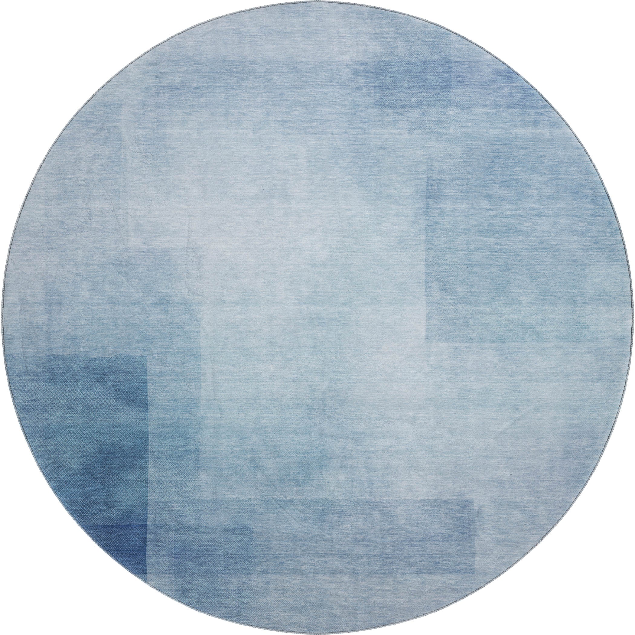 Luxury Machine Washable Indoor/Outdoor Transitional PA5 Blue Rug 8' x 8' #shape_Round
