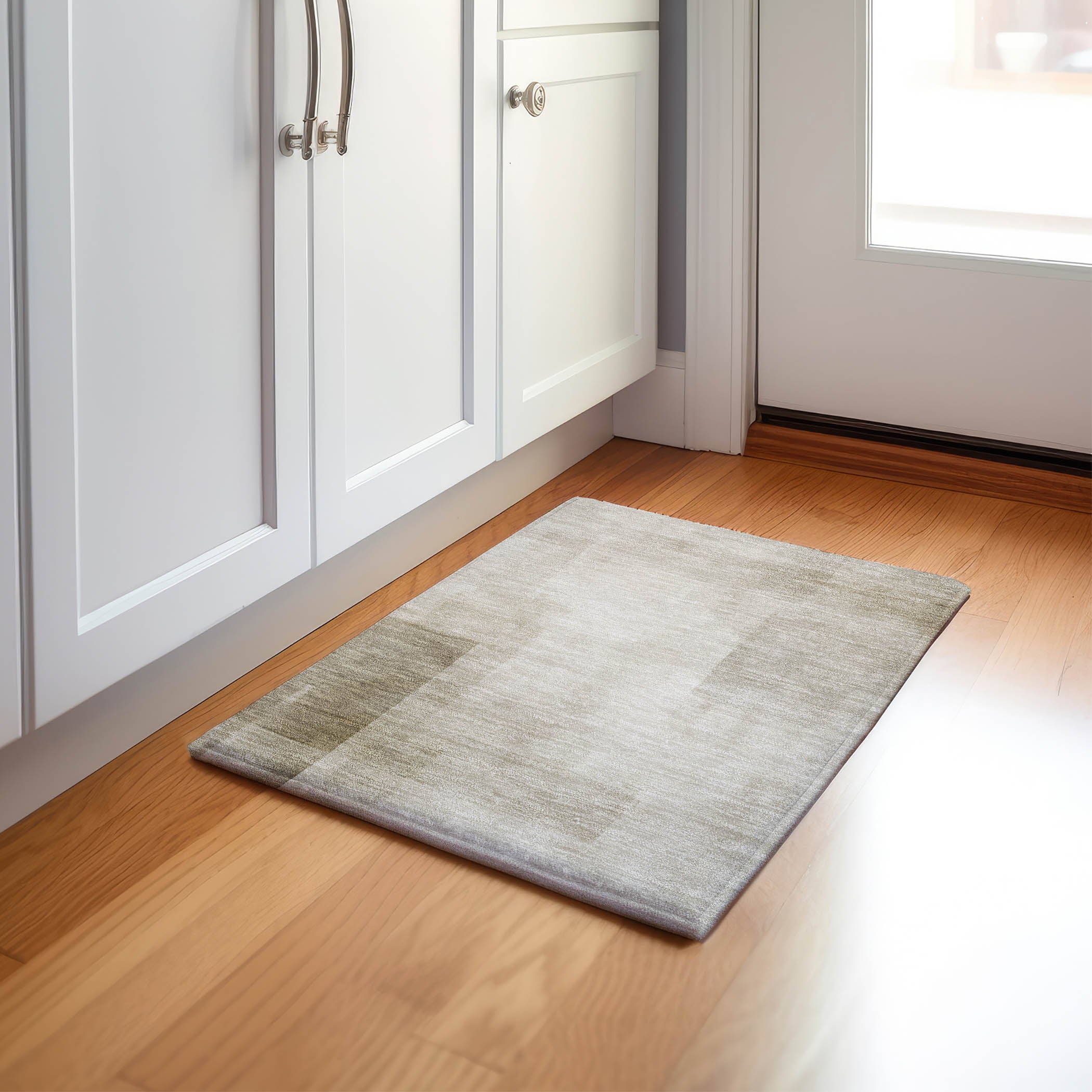 Luxury Machine Washable Indoor/Outdoor Transitional PA5 Khaki Brown Rug 1'8" x 2'6" #shape_Rectangle