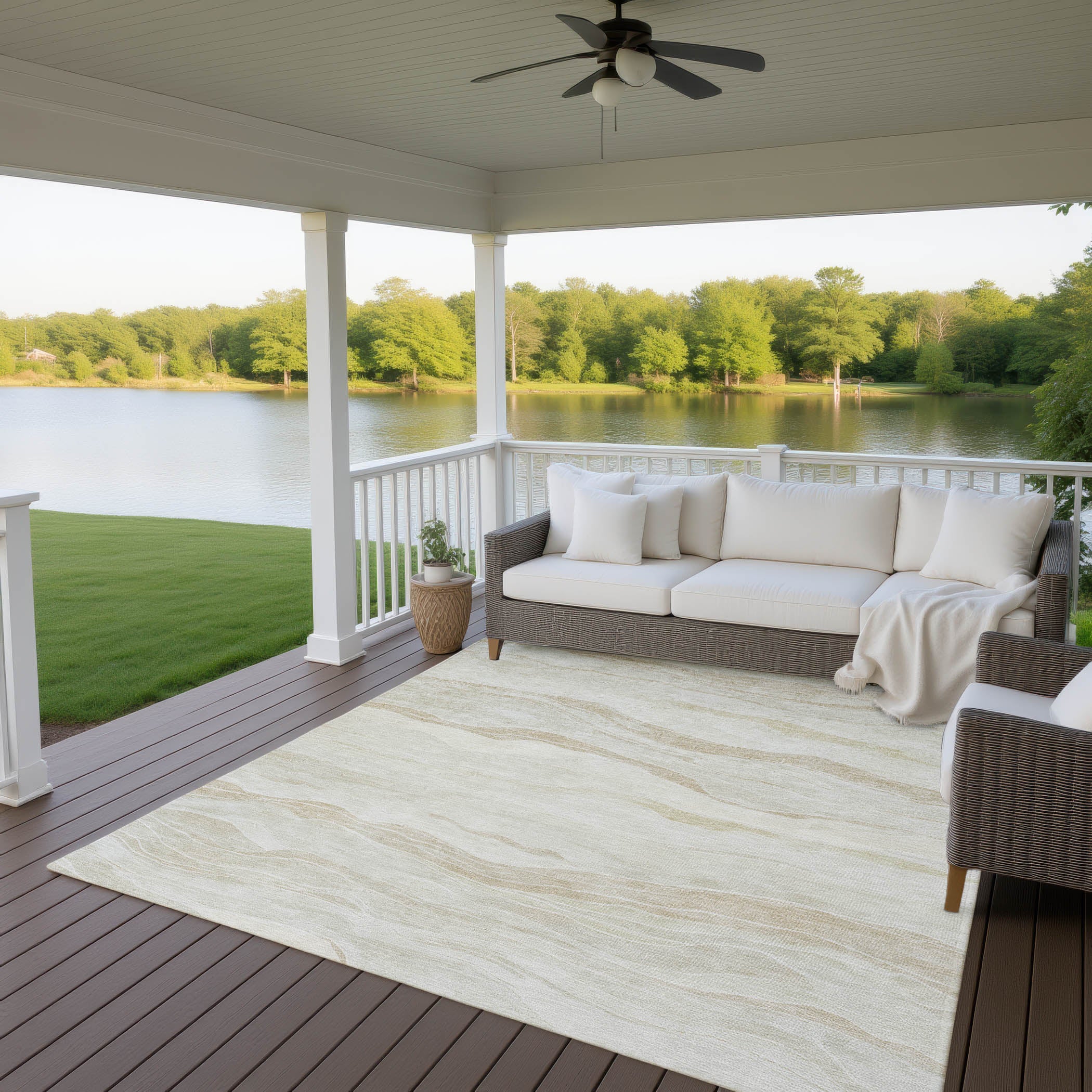 Luxury Machine Washable Indoor/Outdoor Transitional PA6 Beige Brown Rug 2'6" x 3'10" #shape_Rectangle