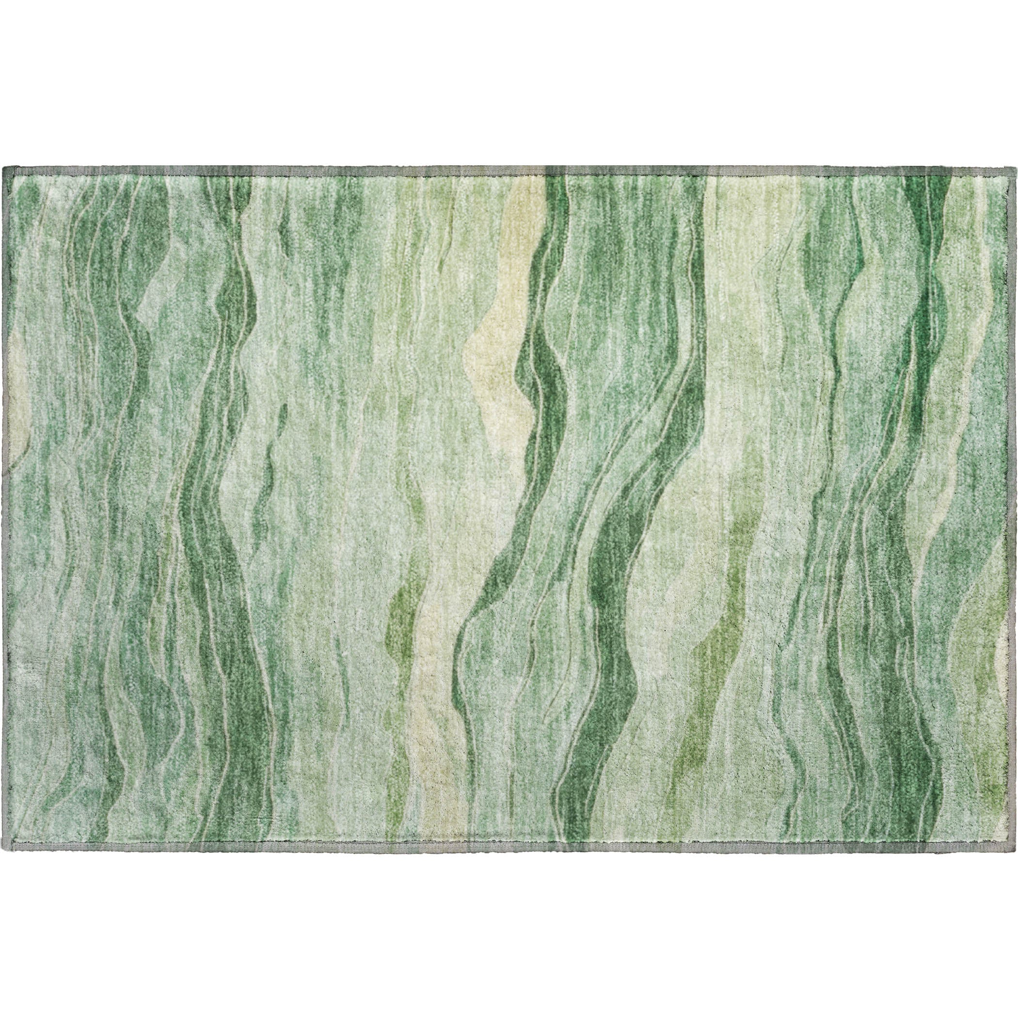 Luxury Machine Washable Indoor/Outdoor Transitional PA6 Green Rug 1'8" x 2'6" #shape_Rectangle