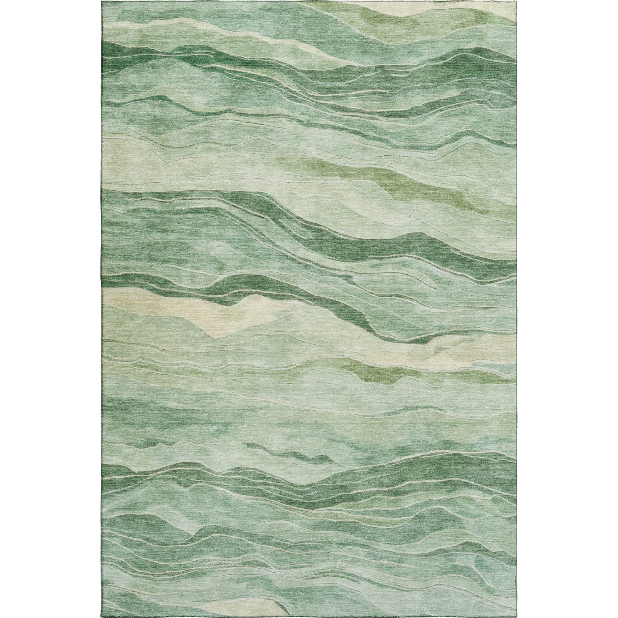 Luxury Machine Washable Indoor/Outdoor Transitional PA6 Green Rug 2'6" x 3'10" #shape_Rectangle