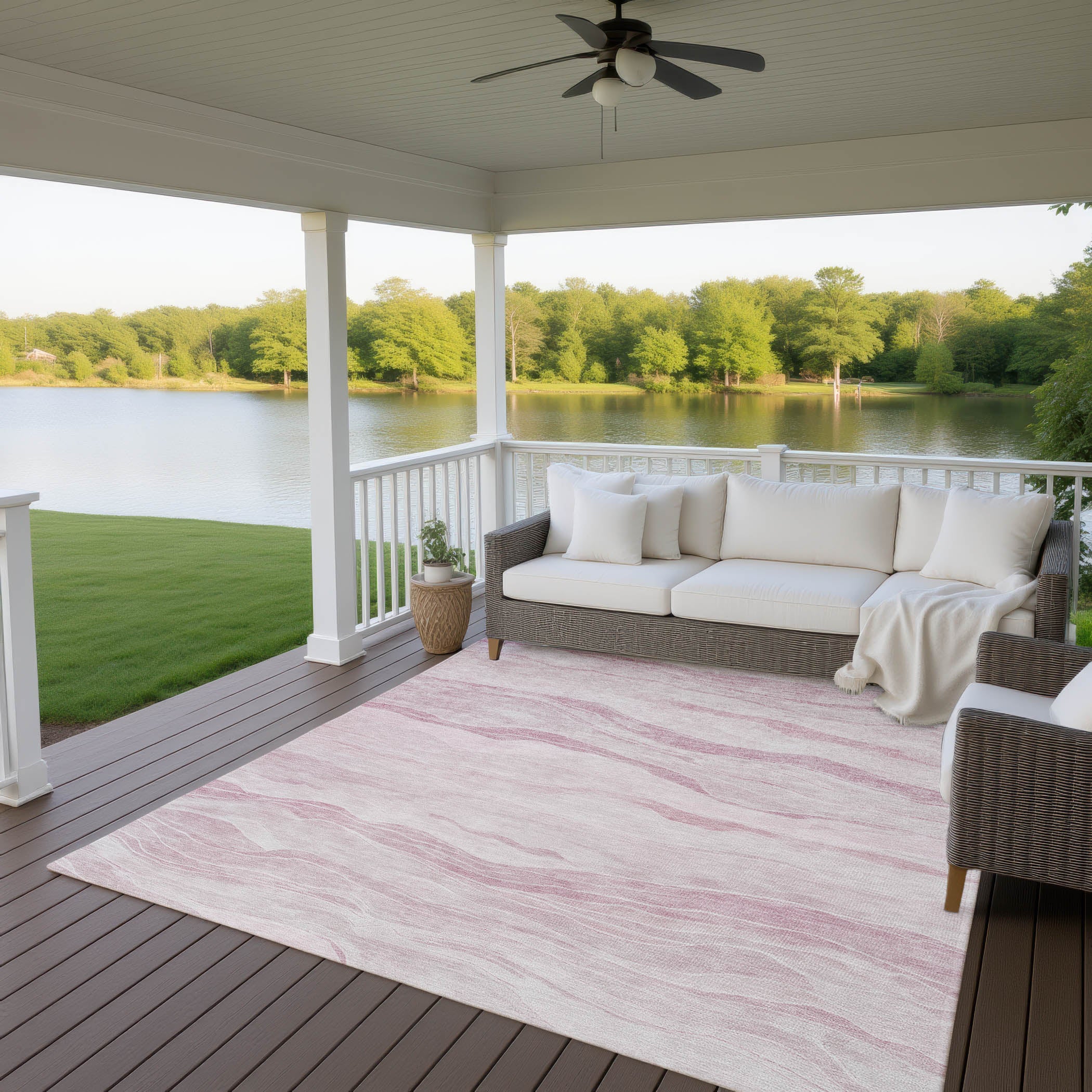 Luxury Machine Washable Indoor/Outdoor Transitional PA6 Pink Rug 2'6" x 3'10" #shape_Rectangle