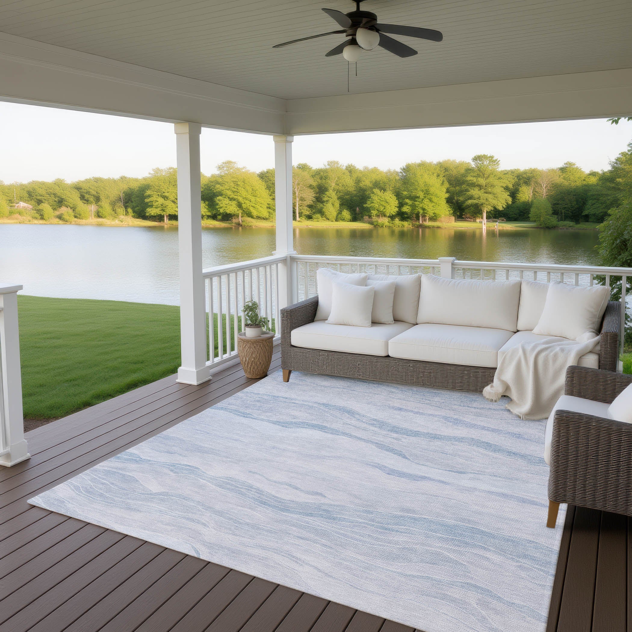 Luxury Machine Washable Indoor/Outdoor Transitional PA6 Sky Blue Rug 2'6" x 3'10" #shape_Rectangle