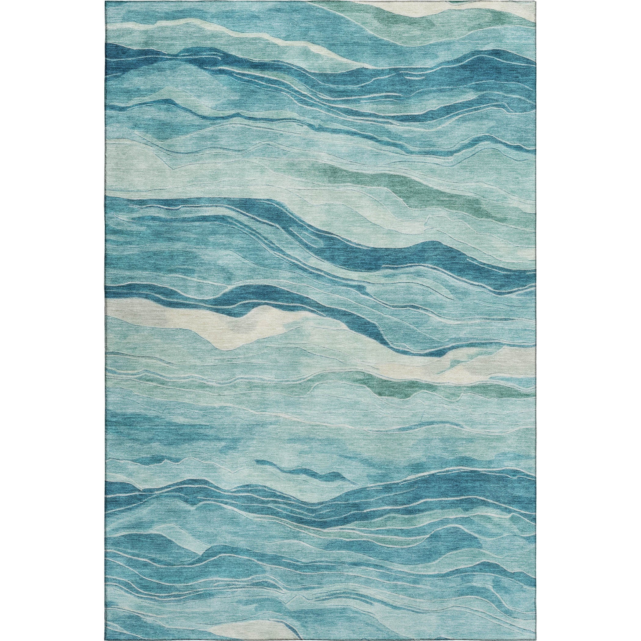 Luxury Machine Washable Indoor/Outdoor Transitional PA6 Turquoise Teal Rug 2'6" x 3'10" #shape_Rectangle