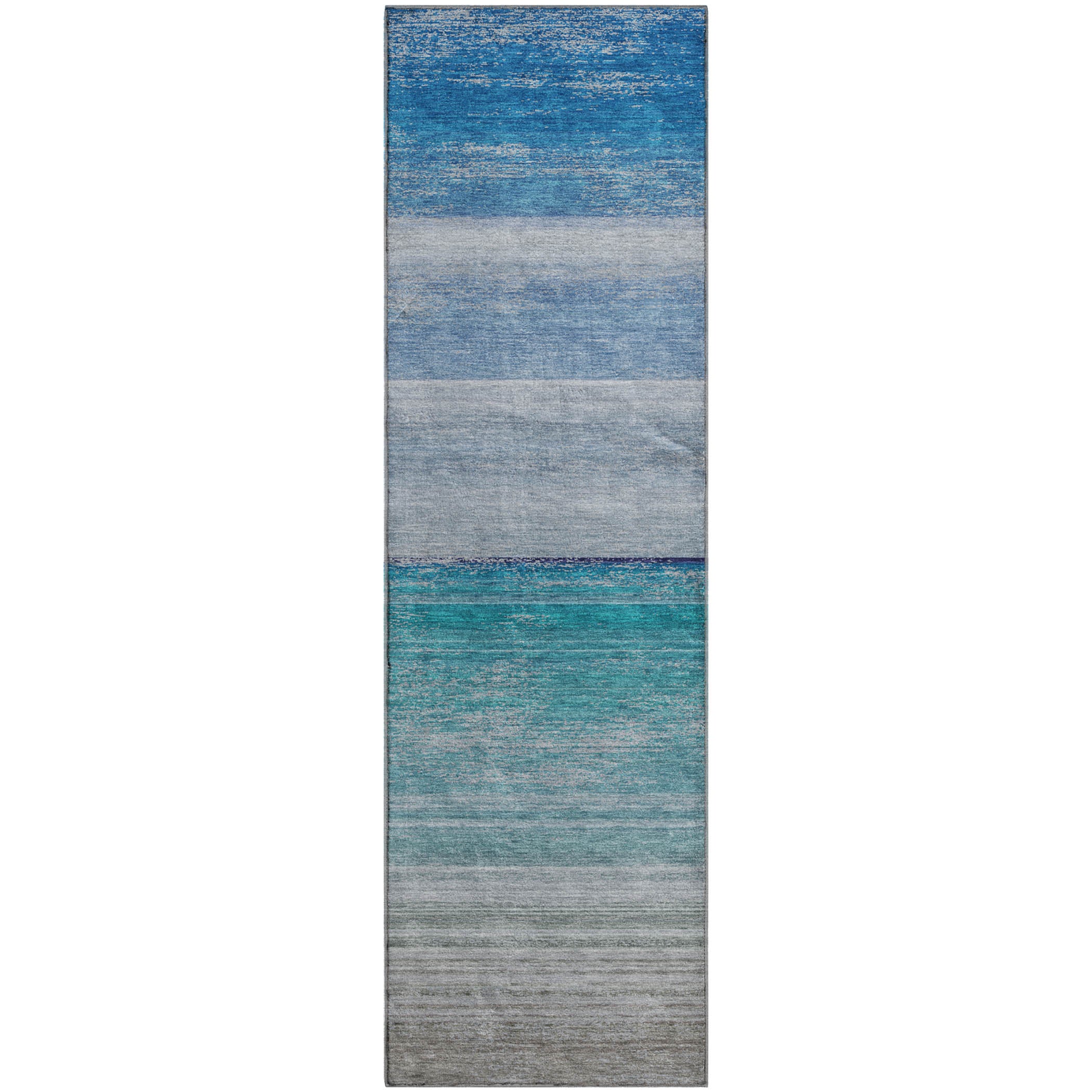 Luxury Machine Washable Indoor/Outdoor Transitional PA7 Sky Blue Rug 2'3" x 7'6" #shape_Runner
