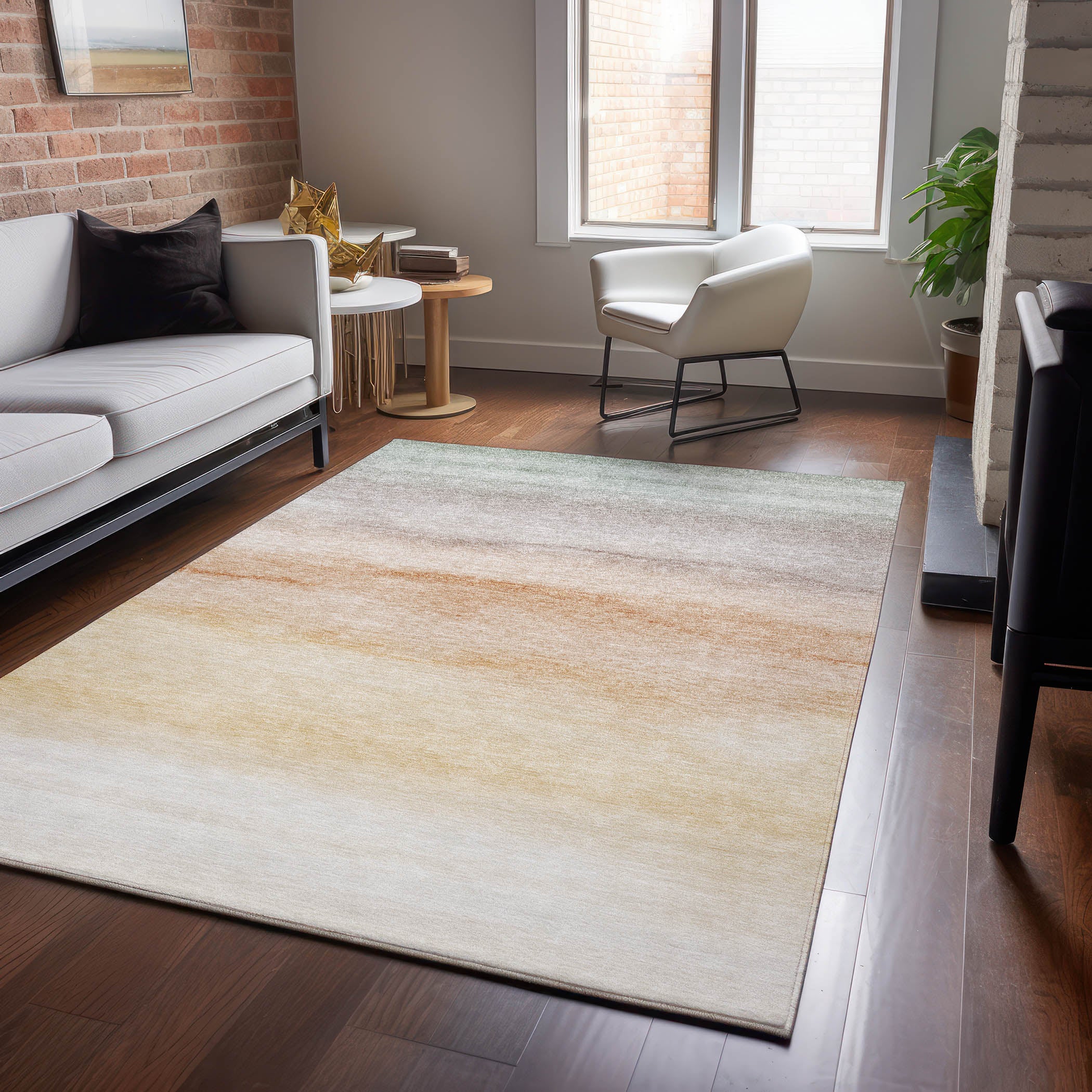 Luxury Machine Washable Indoor/Outdoor Transitional PA8 Coral Orange Rug 2'6" x 3'10" #shape_Rectangle