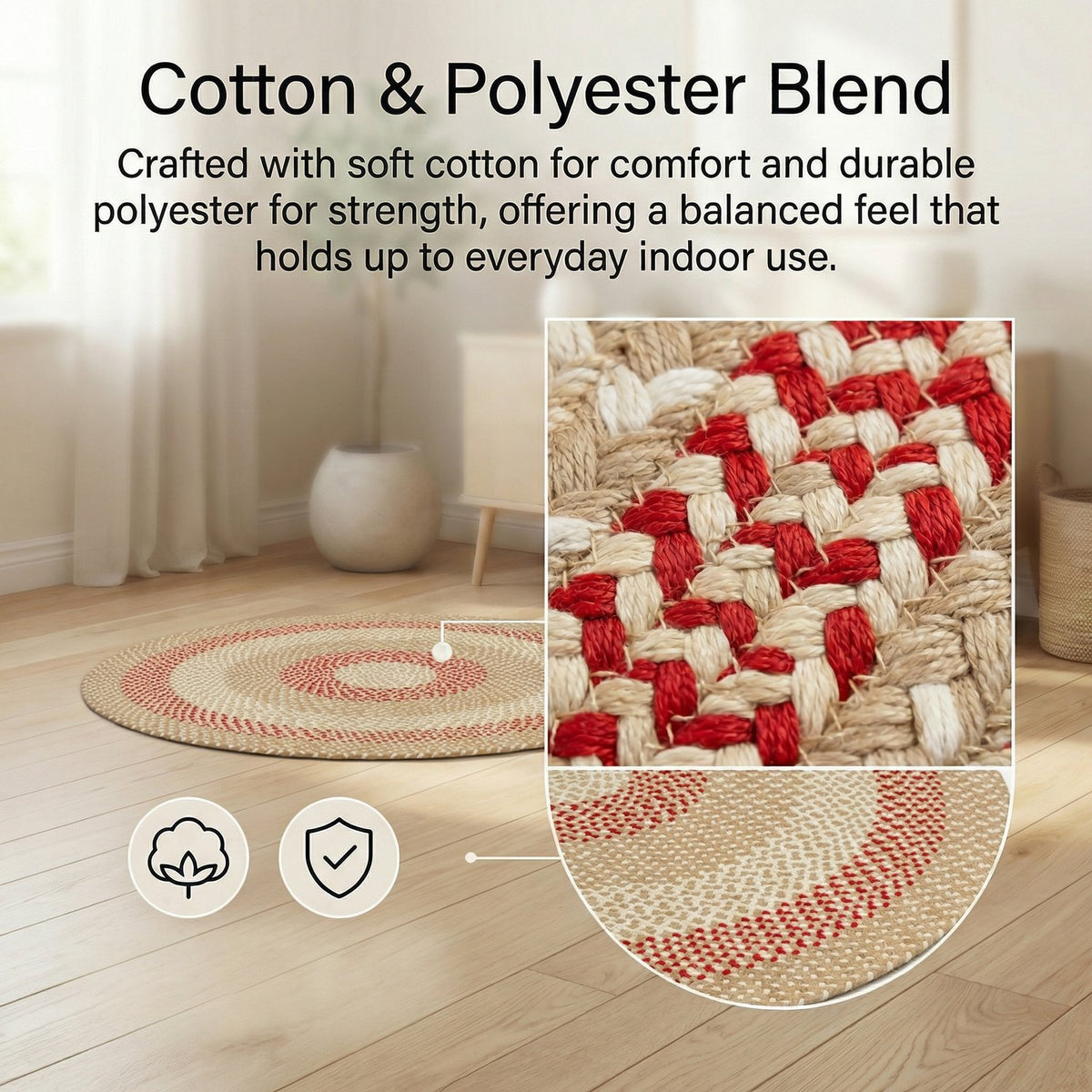 Beige Plymouth Collection braided rug