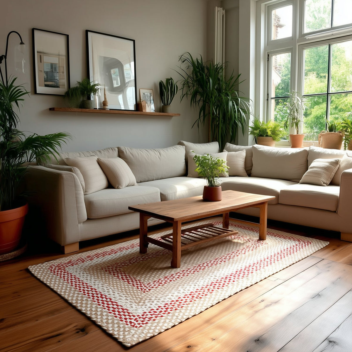 Beige Plymouth Collection braided rug 5' x 7' Rectangle #size_5' x 7' Rectangle