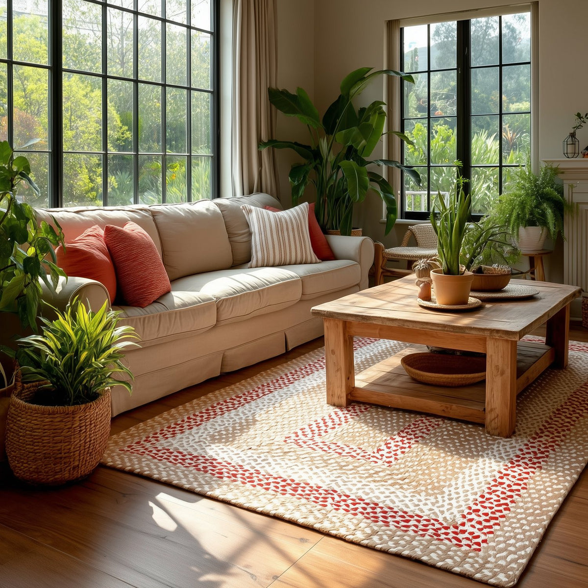 Beige Plymouth Collection braided rug 5' x 7' Rectangle #size_5' x 7' Rectangle