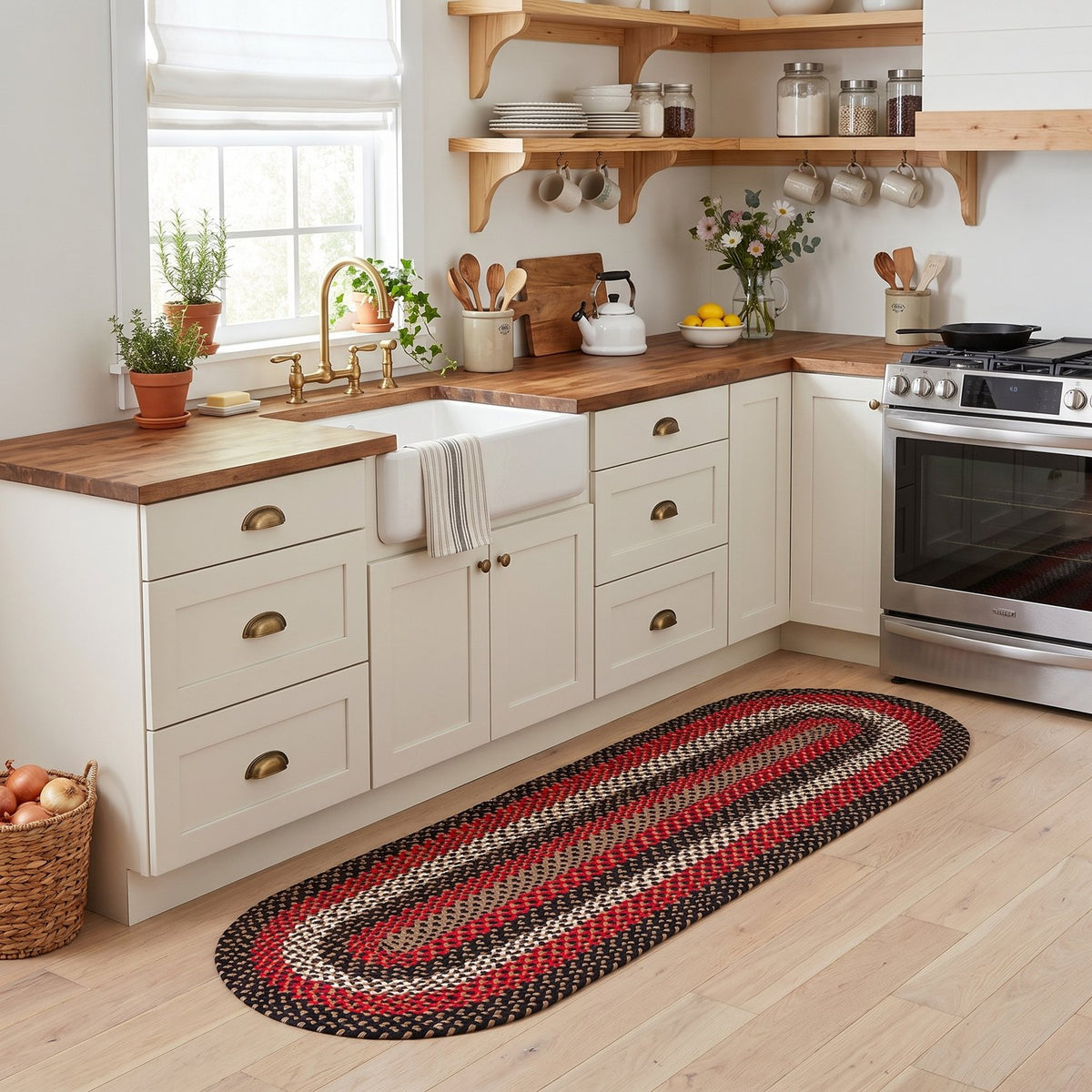 Black Plymouth Collection braided rug 2' x 6' Oval Runner #size_2' x 6' Oval Runner