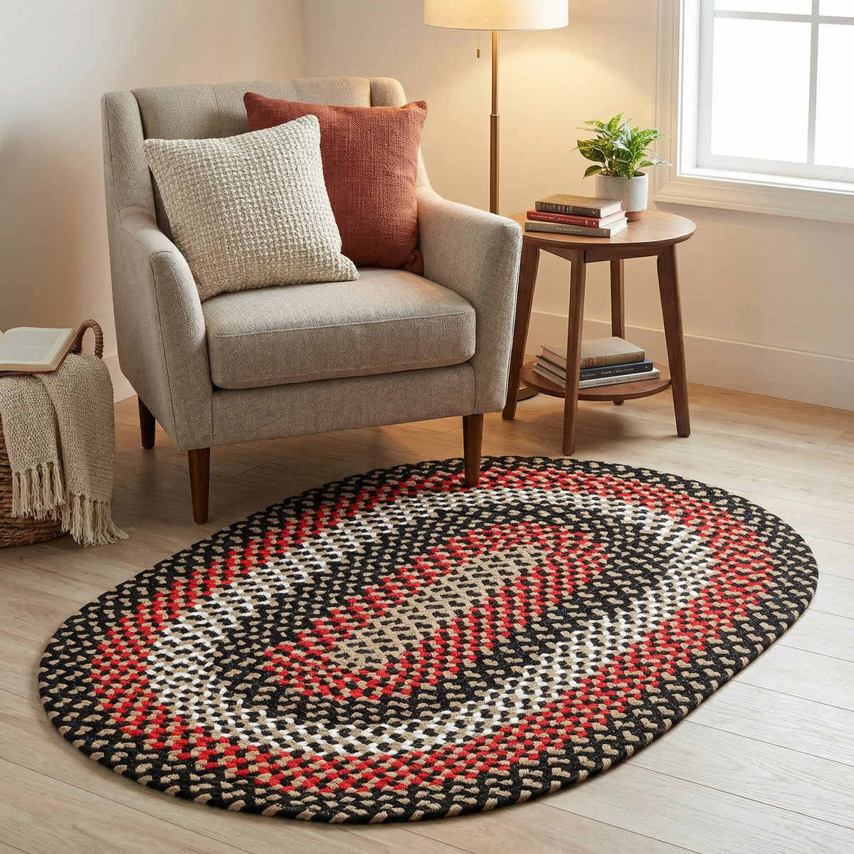 Black Plymouth Collection braided rug 3' x 5' Oval #size_3' x 5' Oval