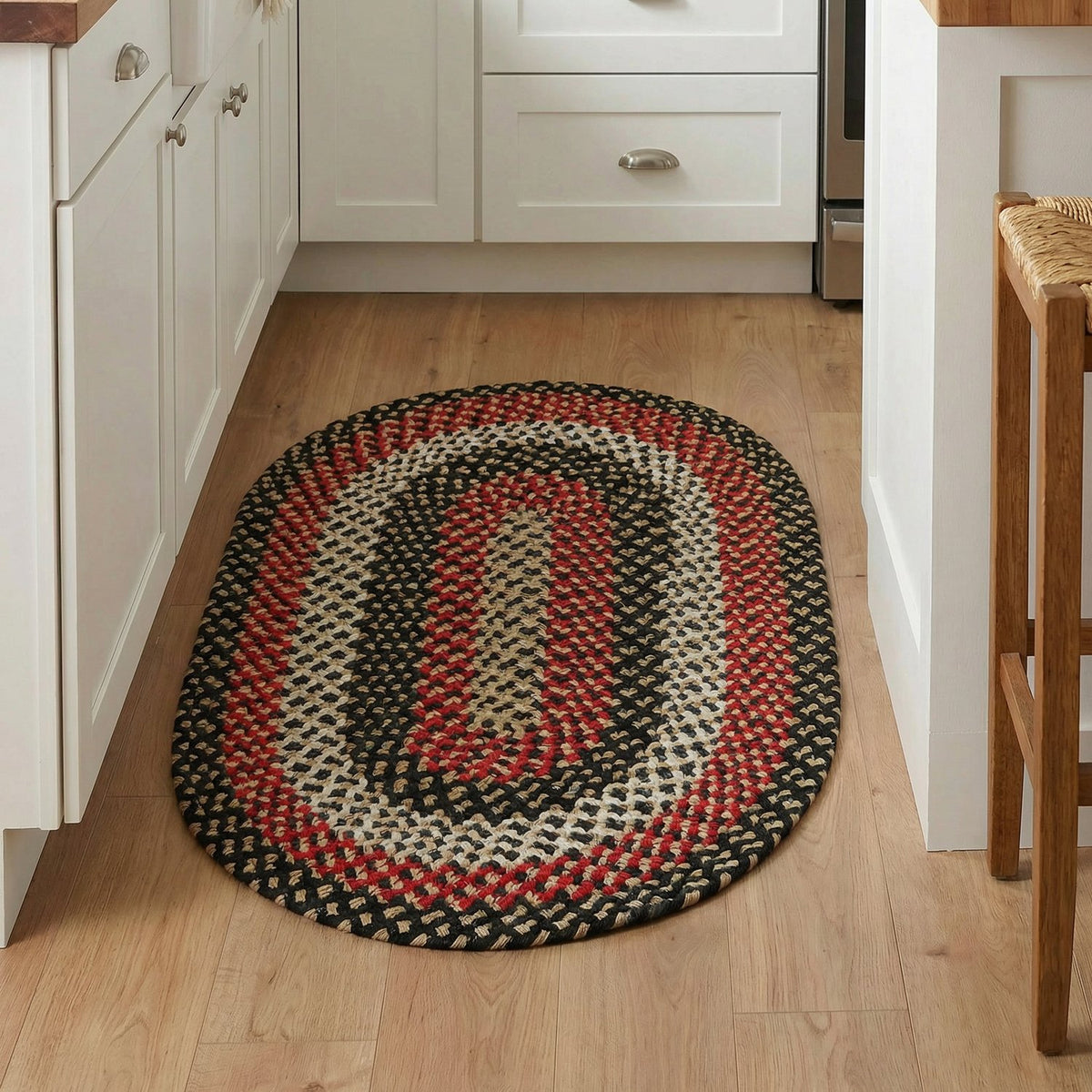 Black Plymouth Collection braided rug 3' x 5' Oval #size_3' x 5' Oval