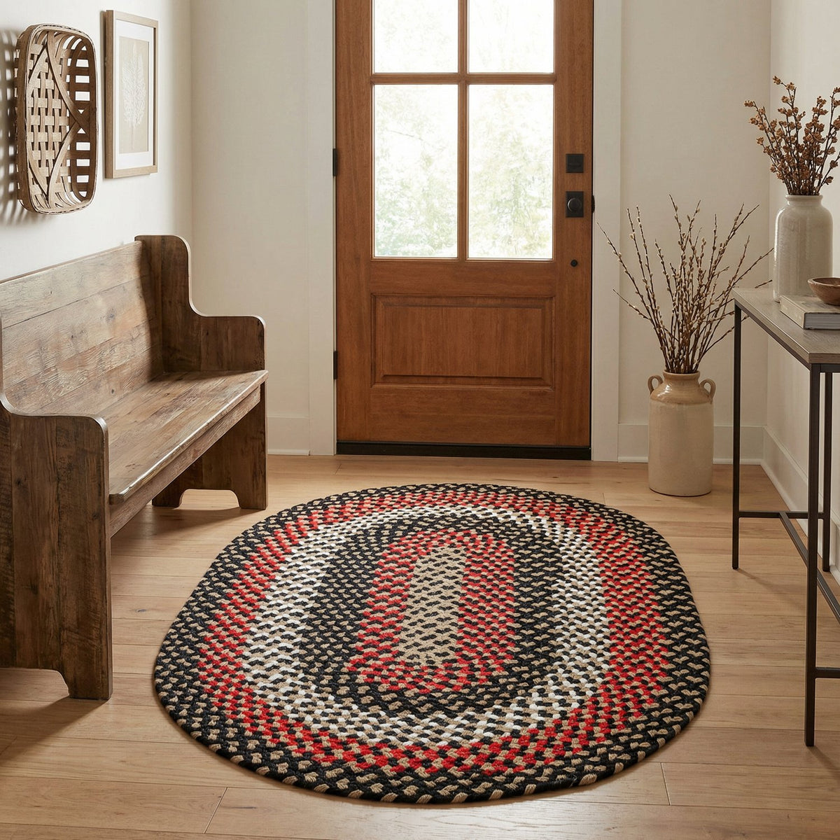 Black Plymouth Collection braided rug 3' x 5' Oval #size_3' x 5' Oval