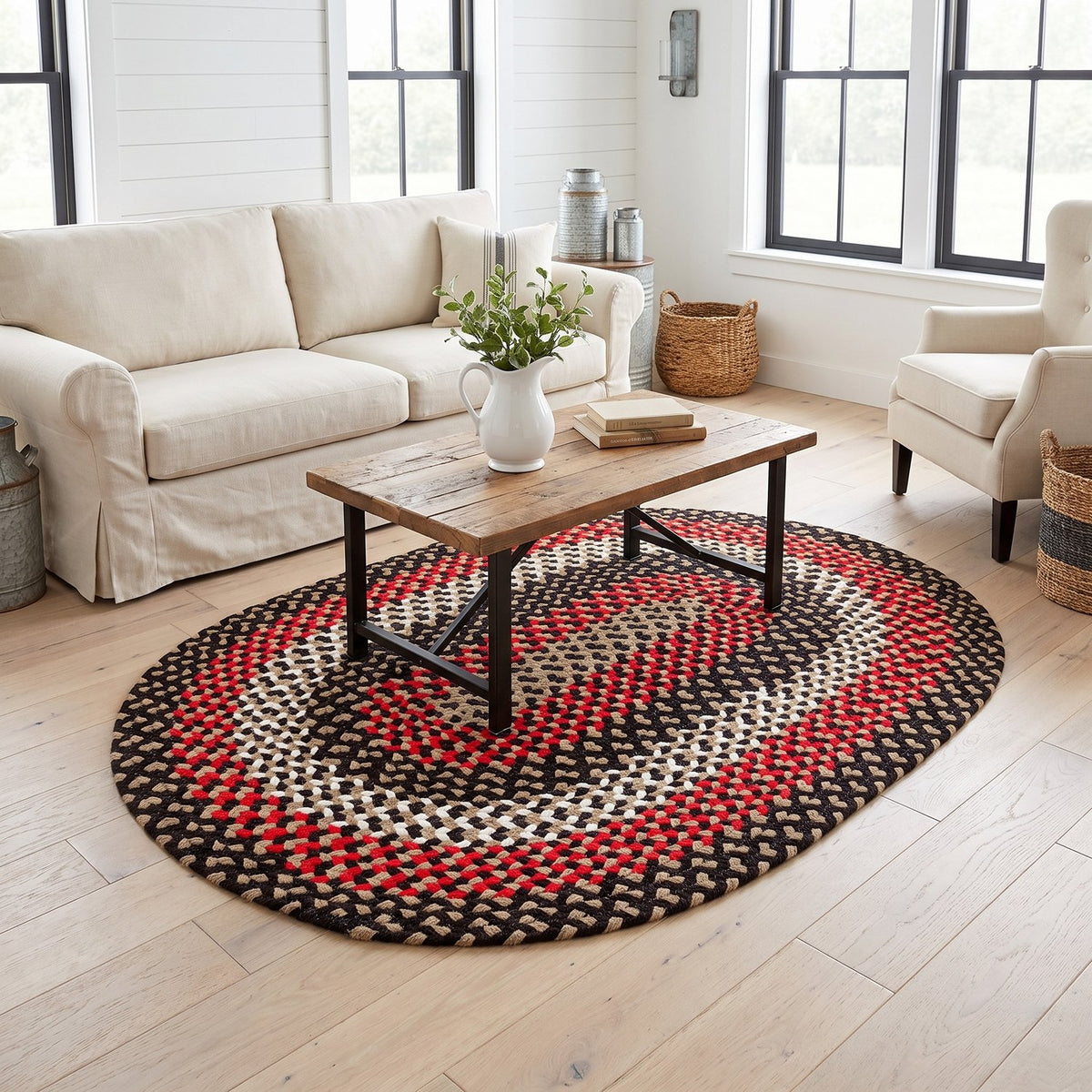 Black Plymouth Collection braided rug 4' x 6' Oval #size_4' x 6' Oval